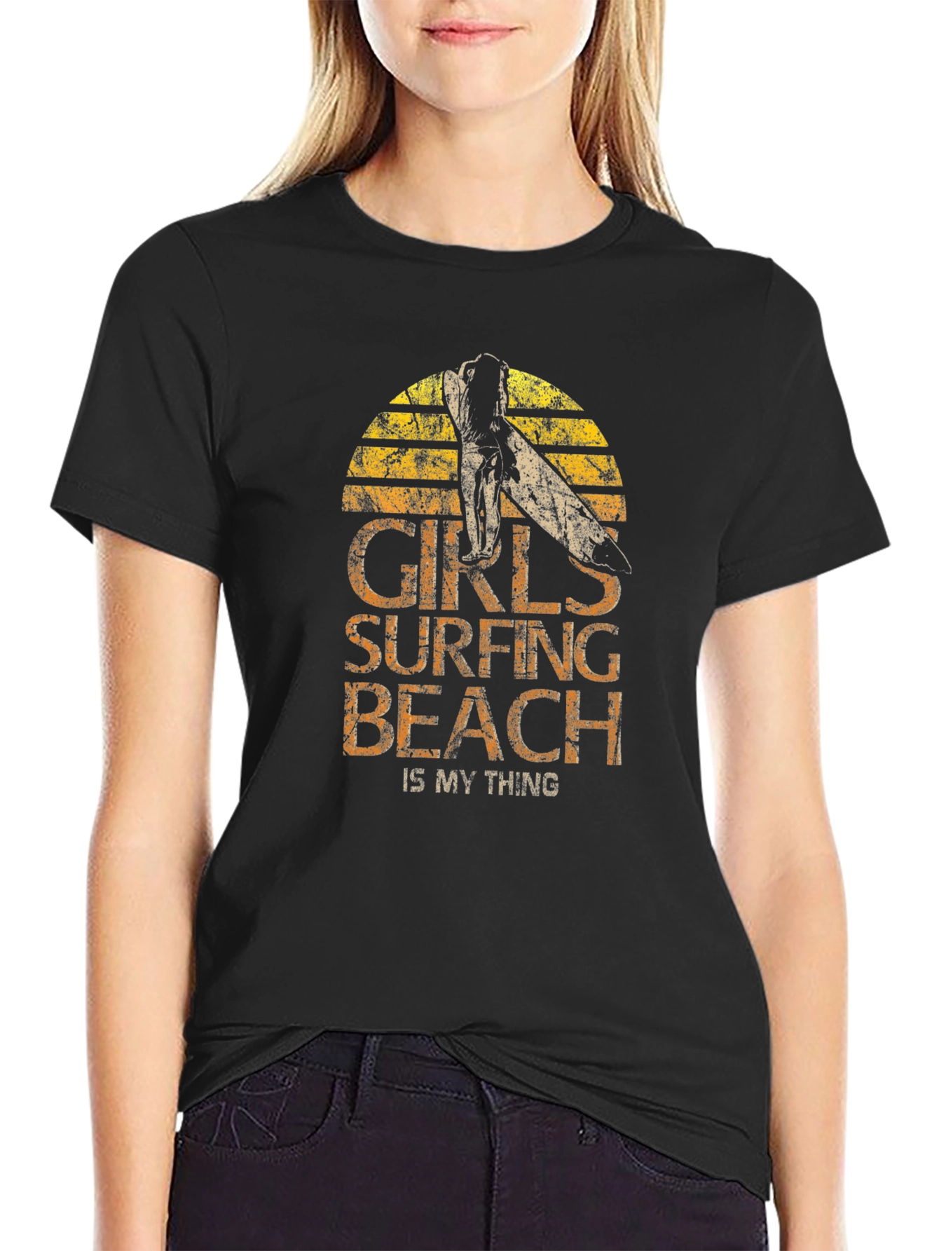 Girls Surfing Beach T-Shirt