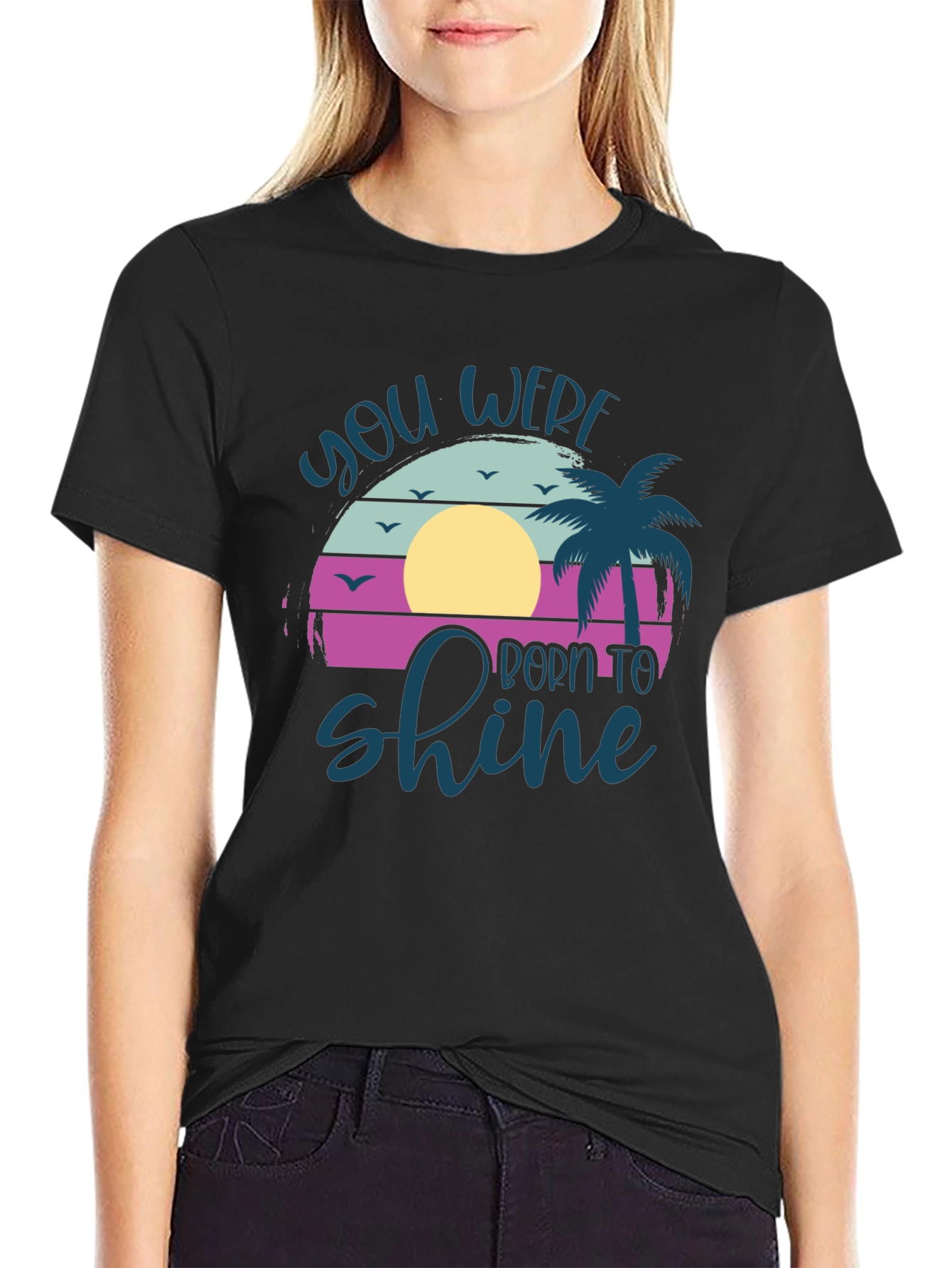 You Were Born to Shine Black Graphic Tee