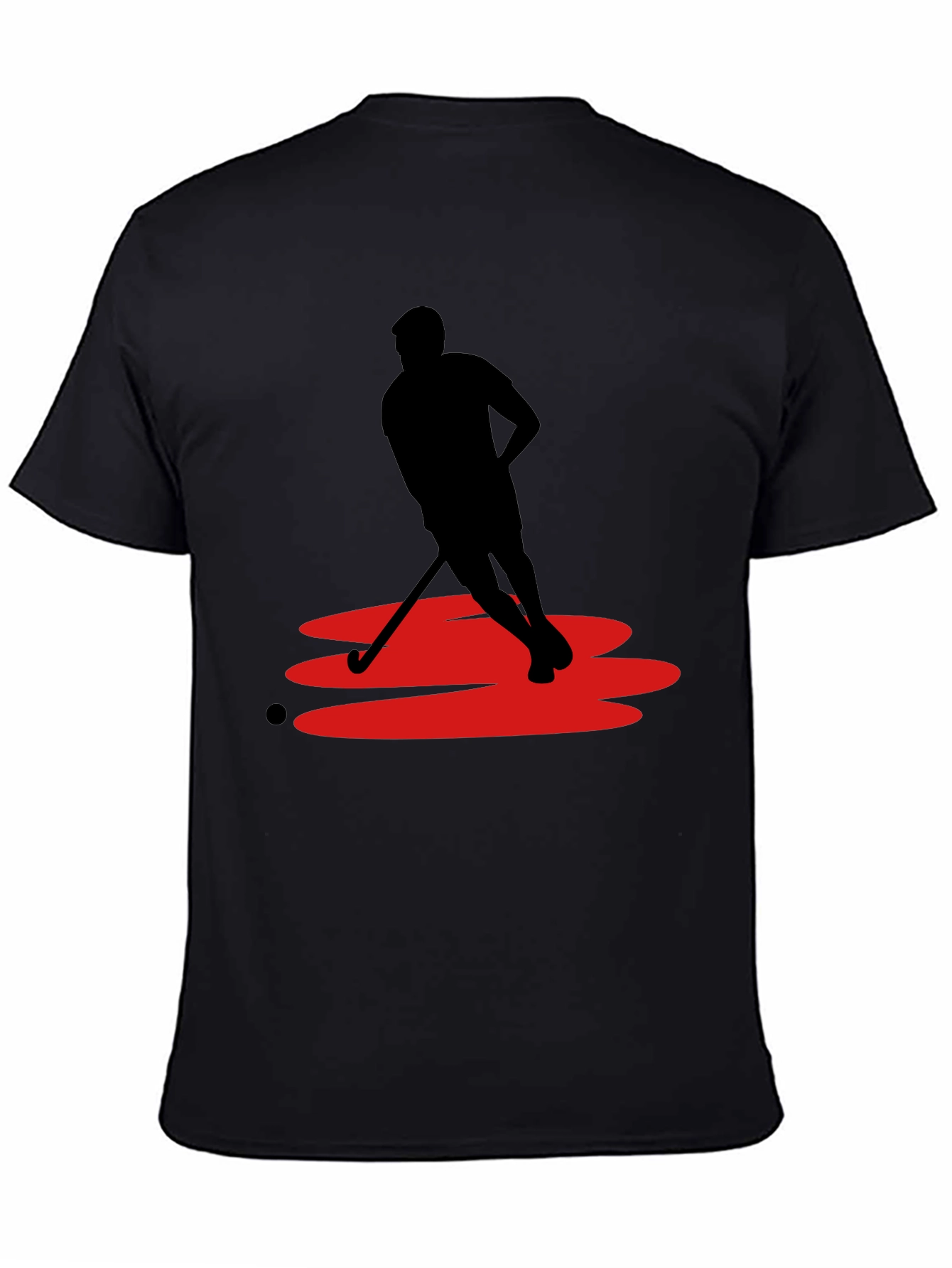 Hockey Player Graphic Tee - Black Cotton Blend
