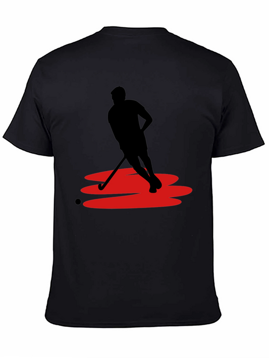 Hockey Player Graphic Tee - Black Cotton Blend