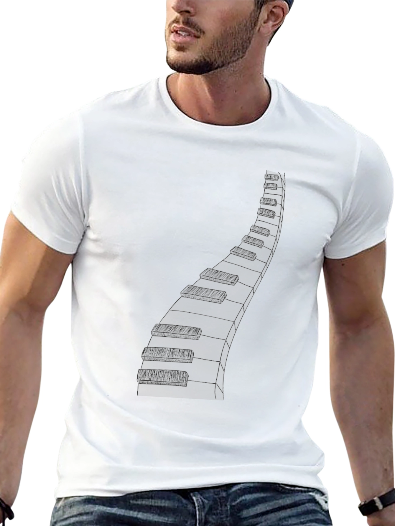 Piano Keys Graphic Tee - Musician Style
