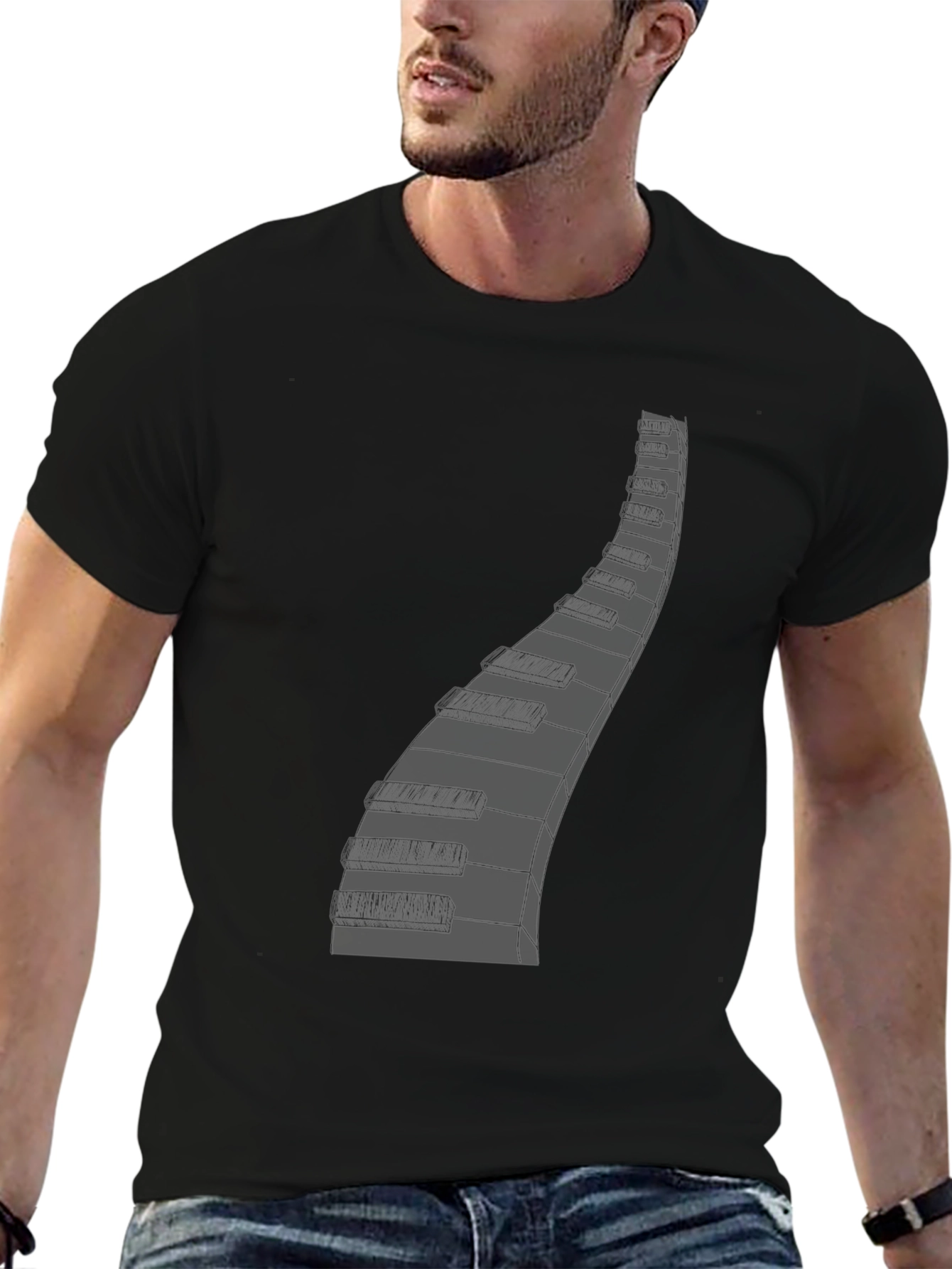 Piano Keys Graphic Tee - Musician Style
