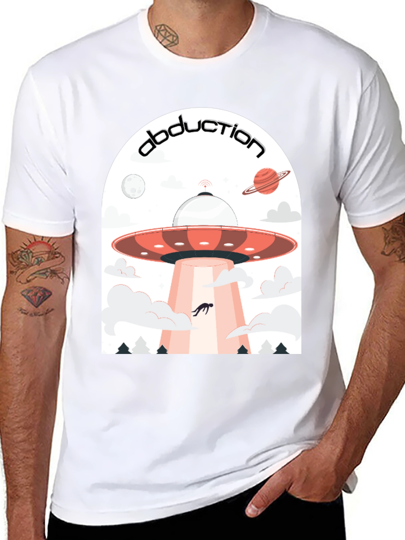 Abduction UFO Graphic Tee - Mens Black T-Shirt