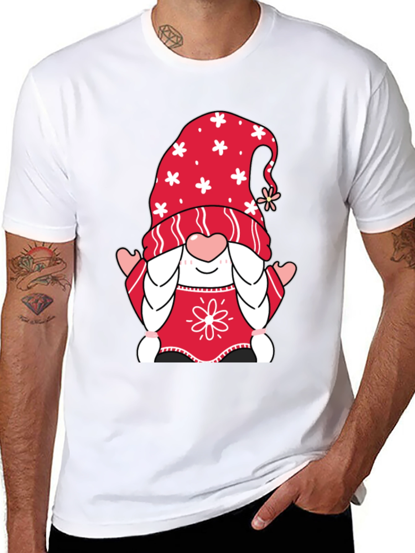 Gnome Valentines Day Black T-Shirt