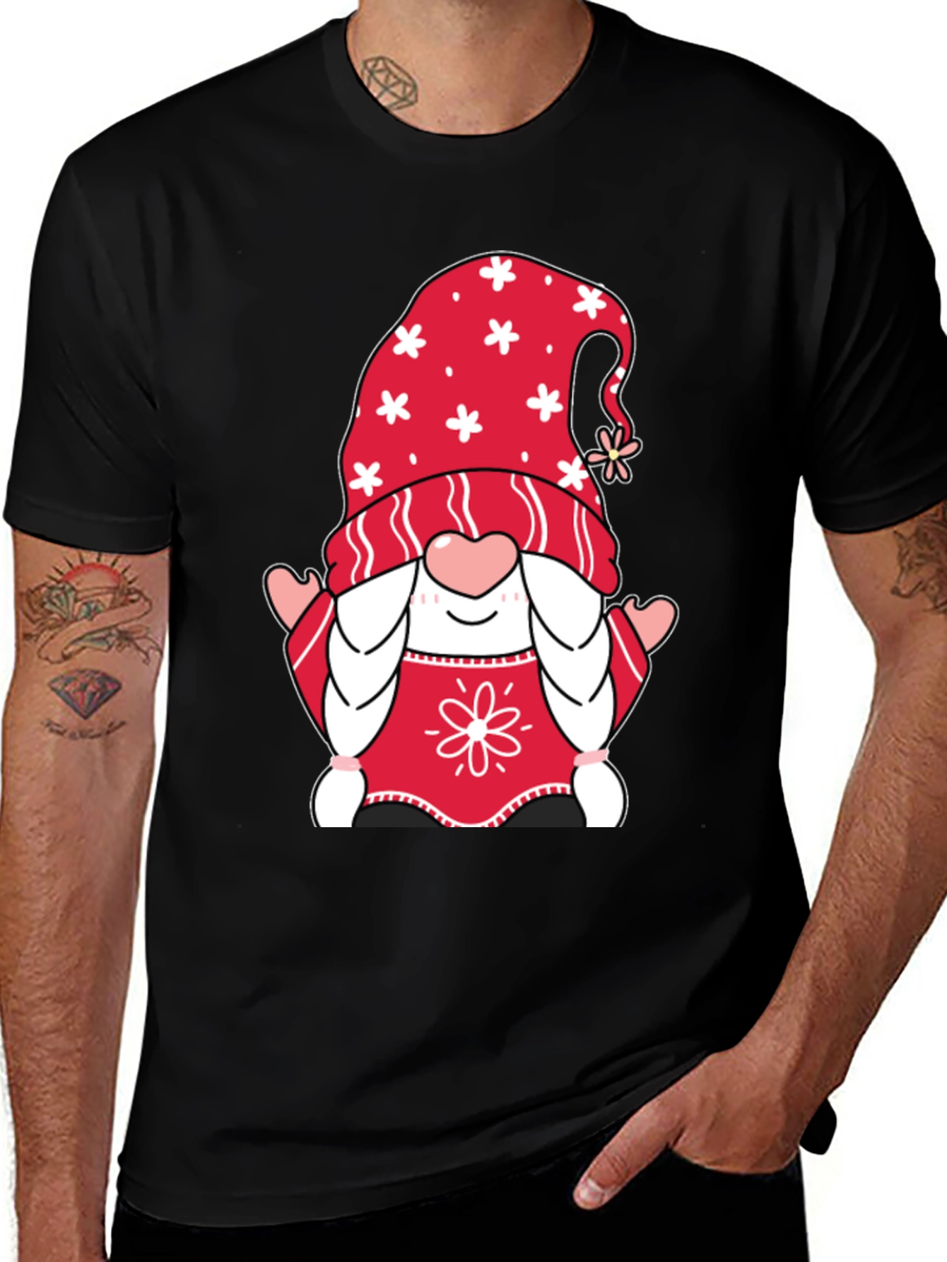 Gnome Valentines Day Black T-Shirt
