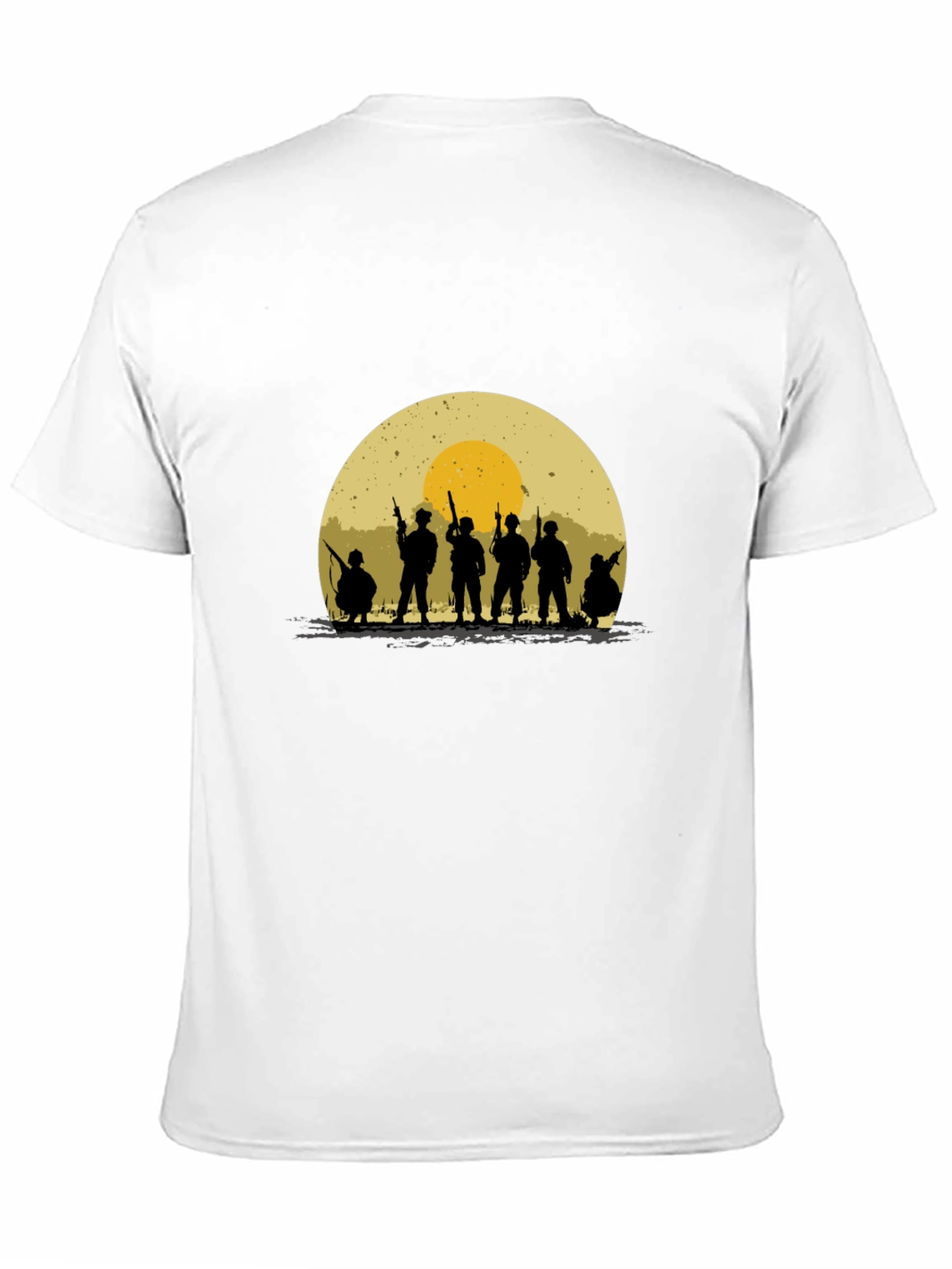Silhouette Soldier T-Shirt - Retro Sunset Design