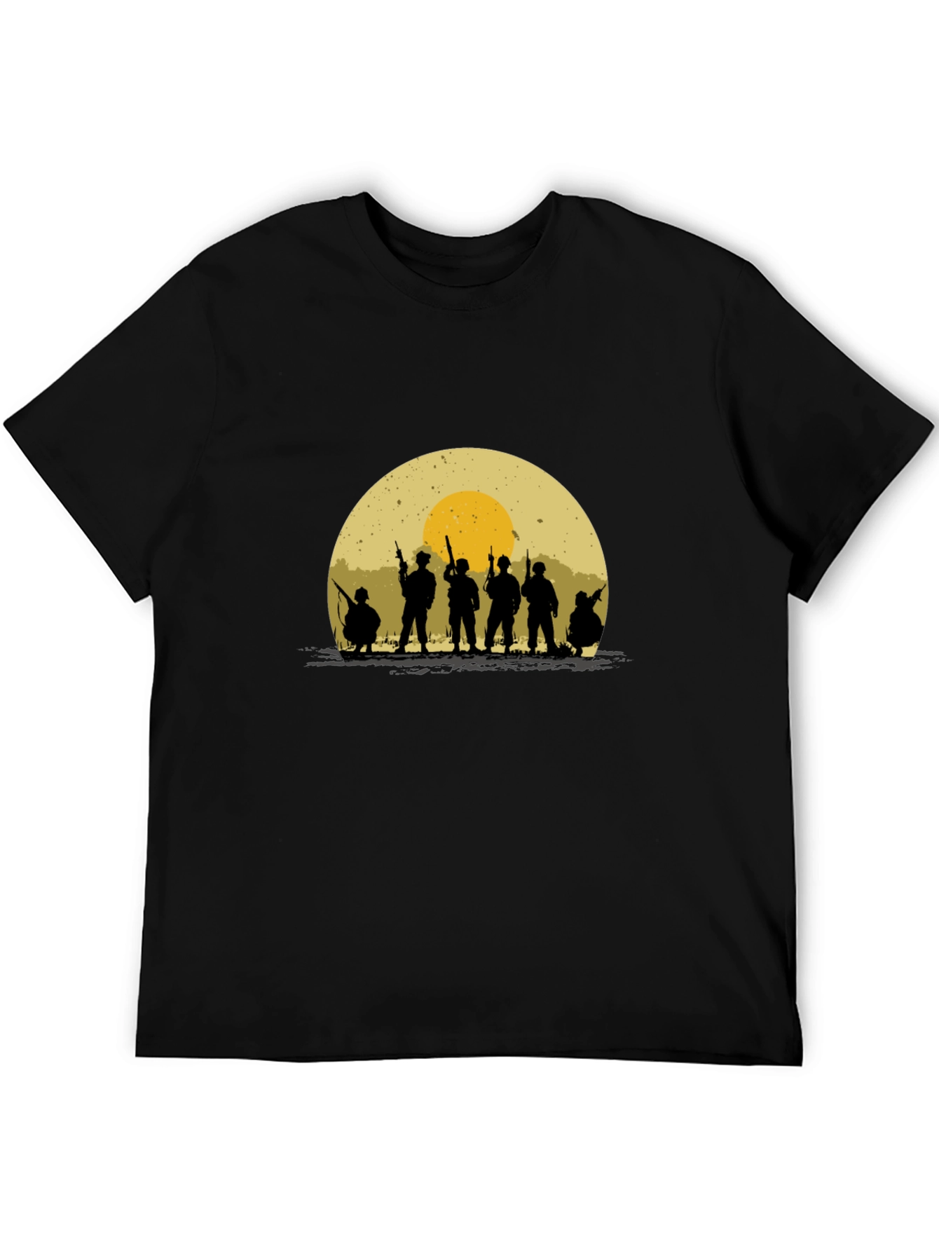 Silhouette Soldier T-Shirt - Retro Sunset Design