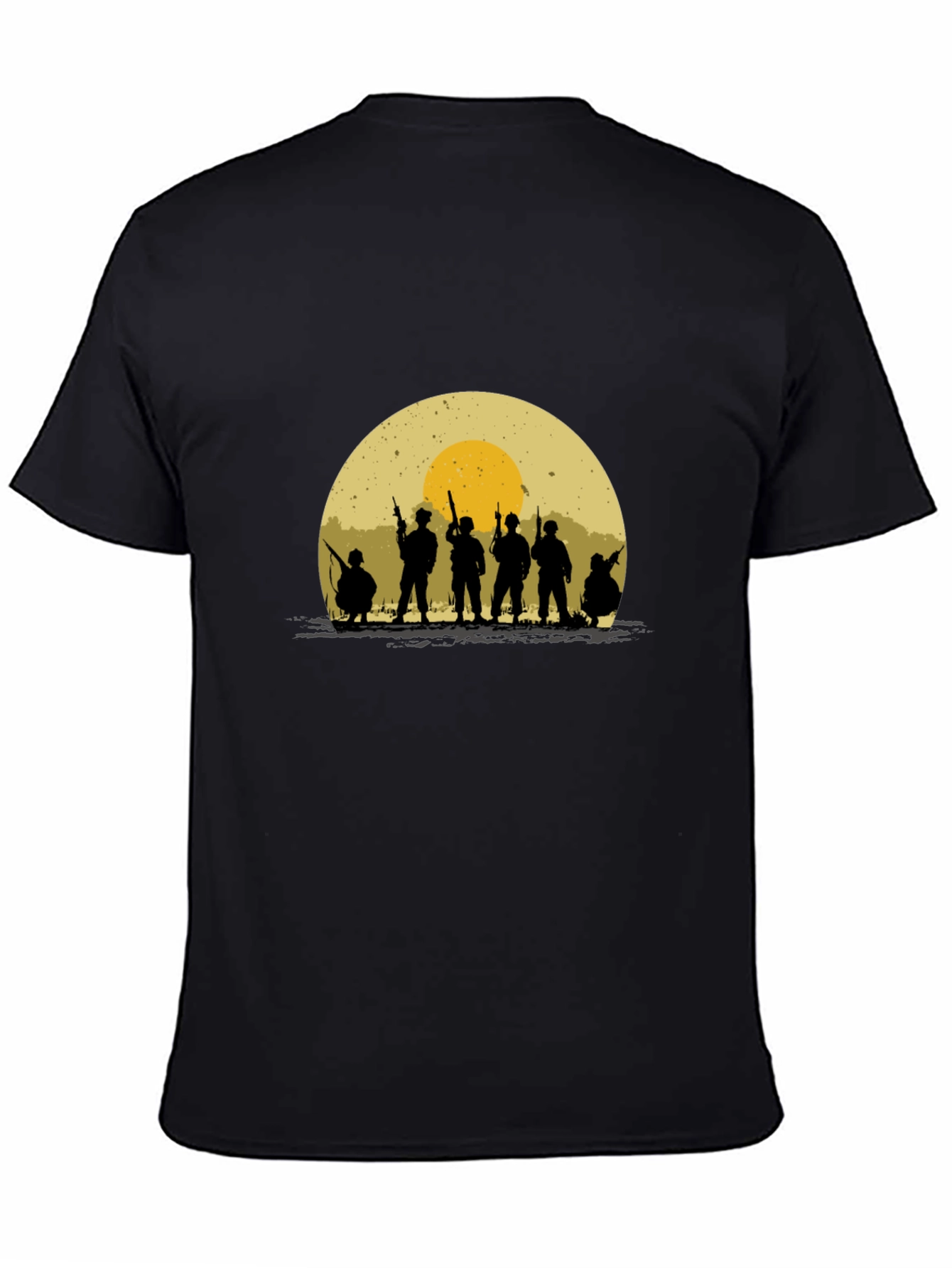 Silhouette Soldier T-Shirt - Retro Sunset Design