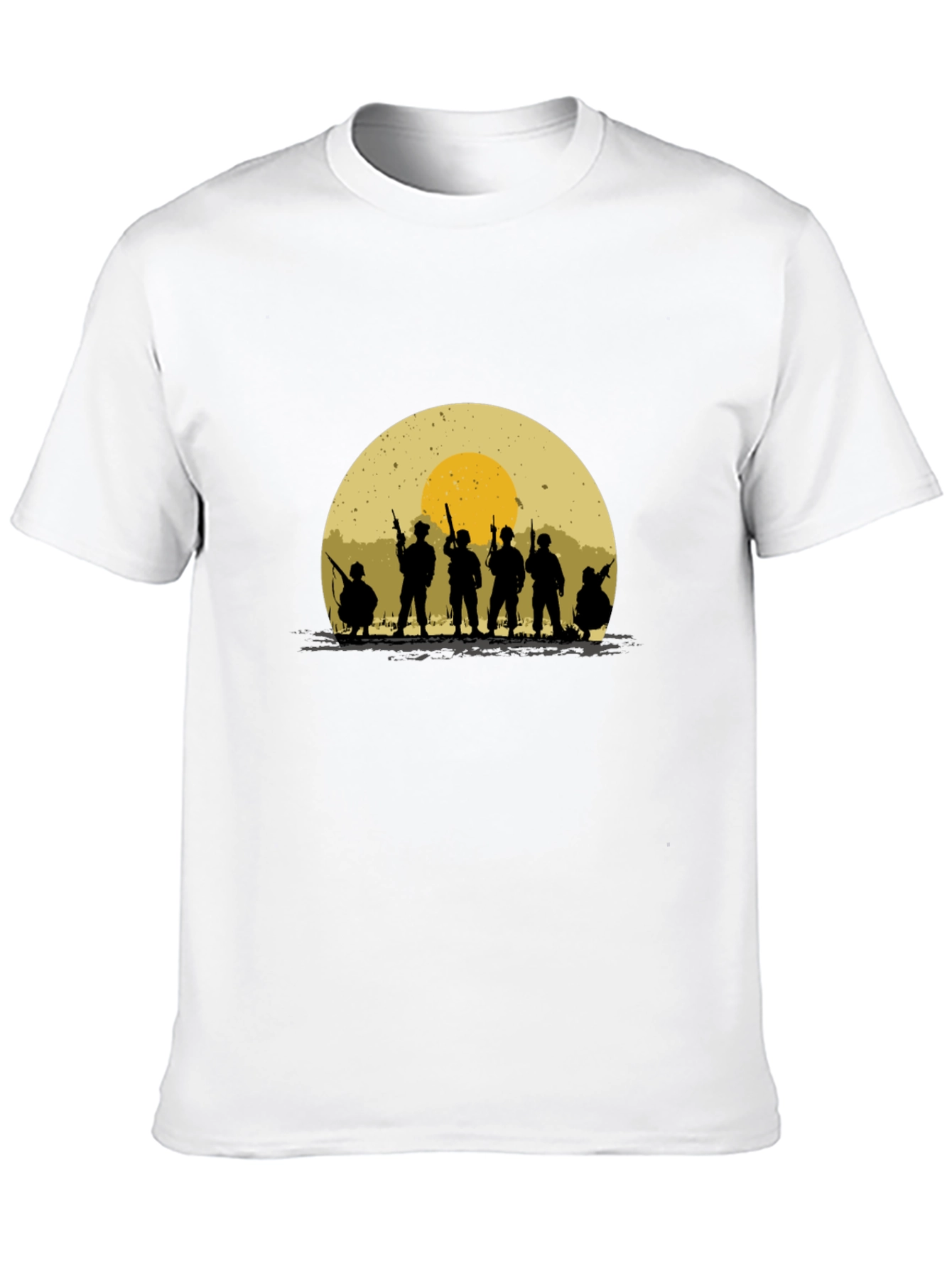 Silhouette Soldier T-Shirt - Retro Sunset Design