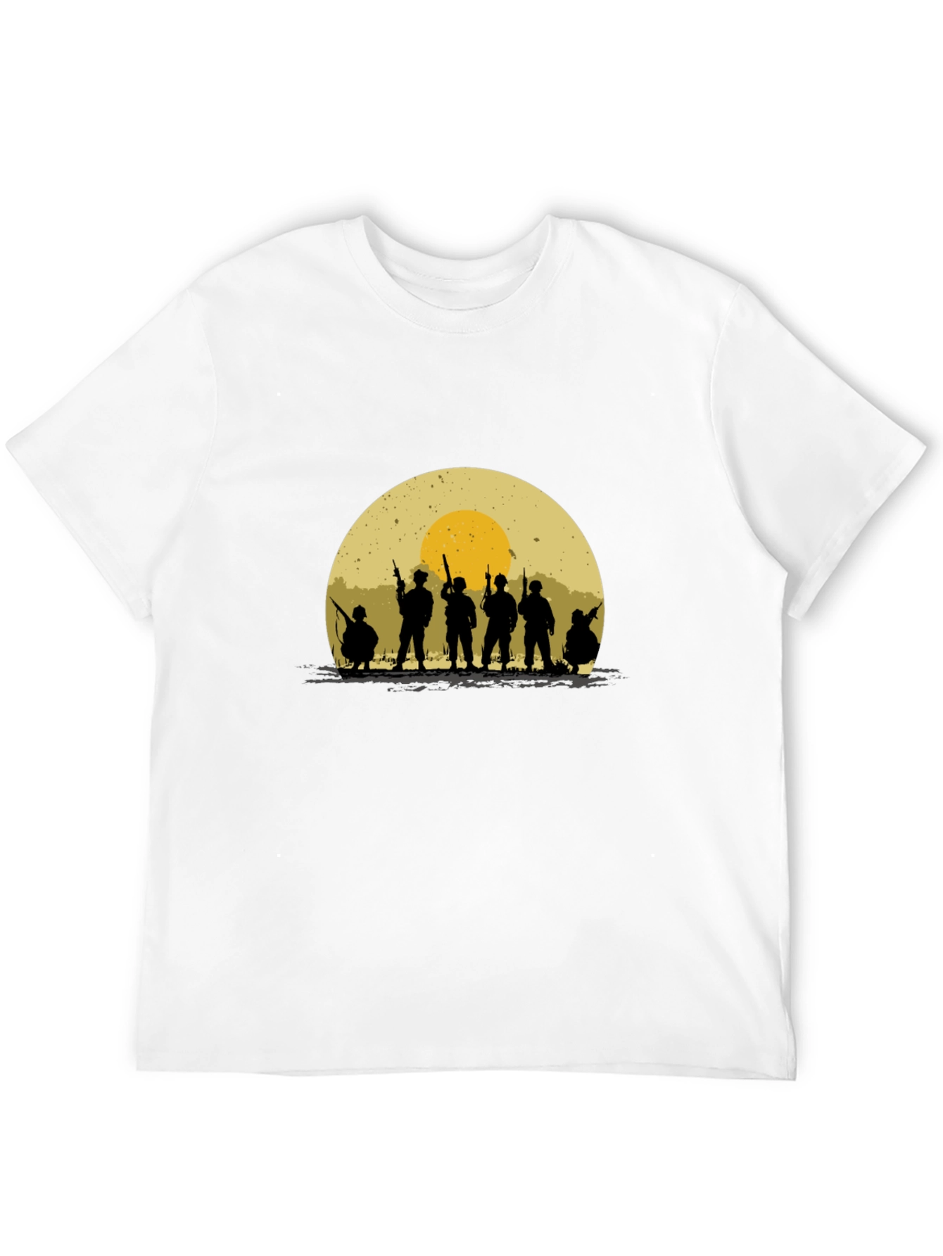 Silhouette Soldier T-Shirt - Retro Sunset Design