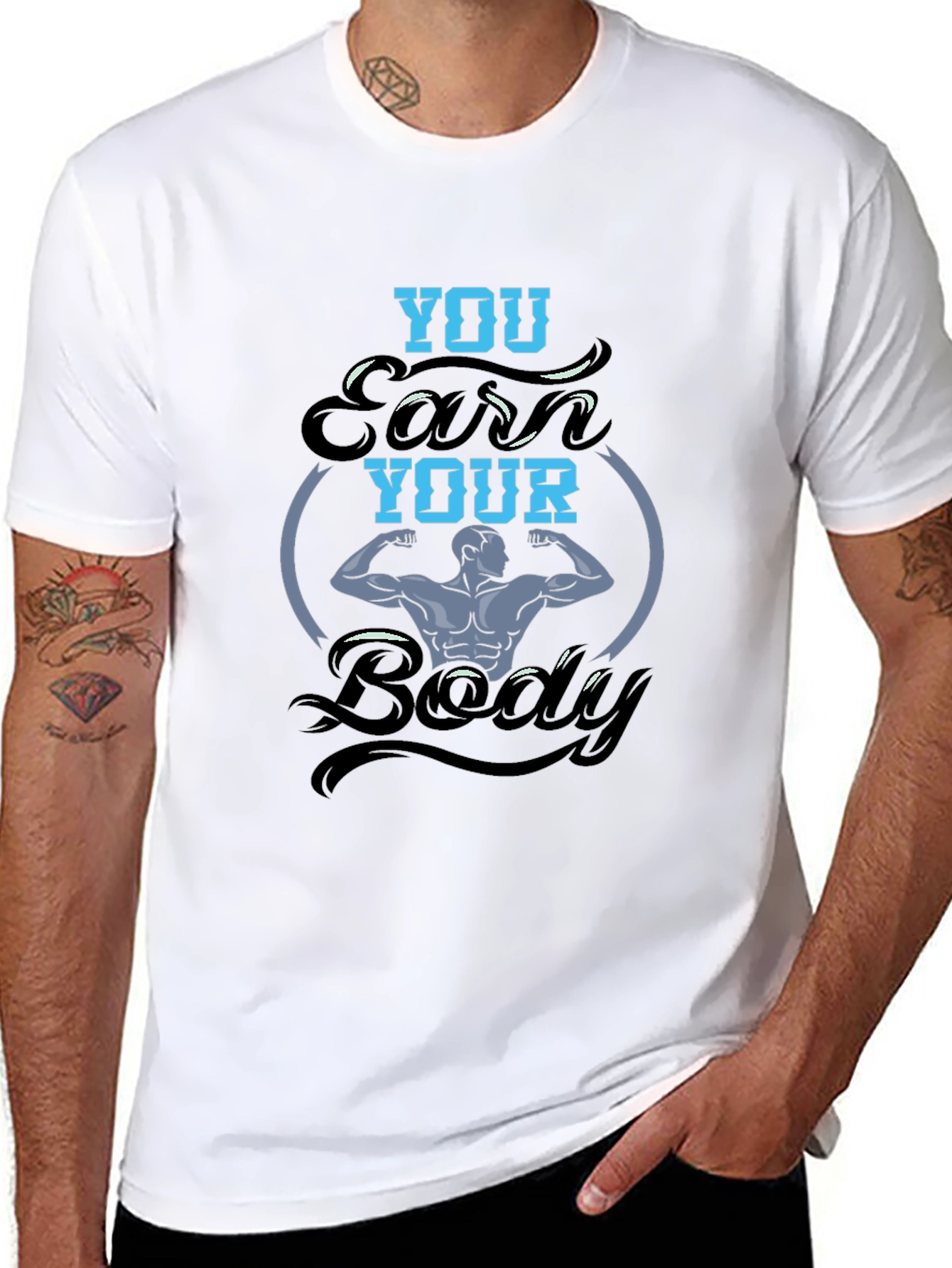 Earn Your Body Black Graphic Tee - Fitness Motivation
