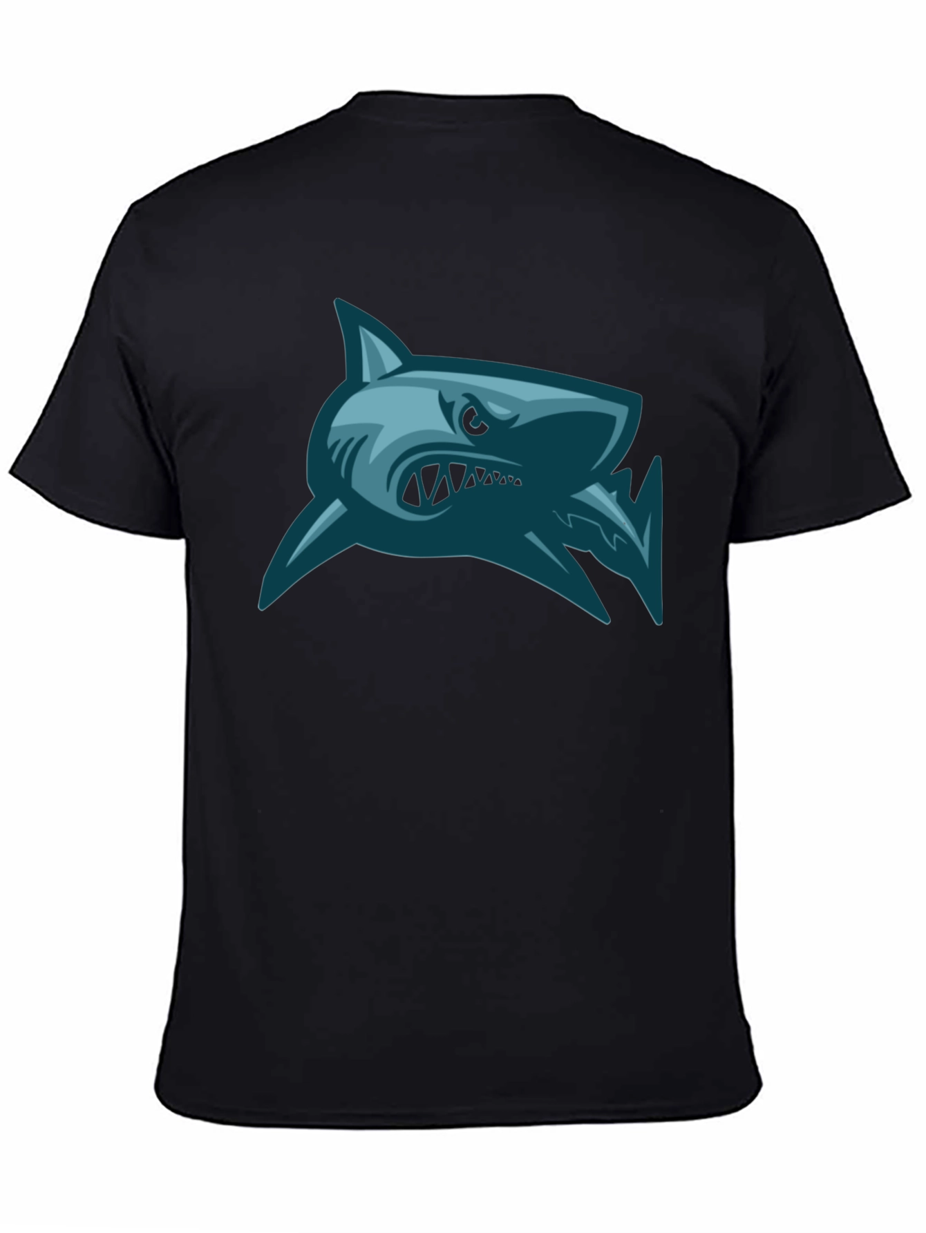 Mens Shark Graphic Print Black T-Shirt