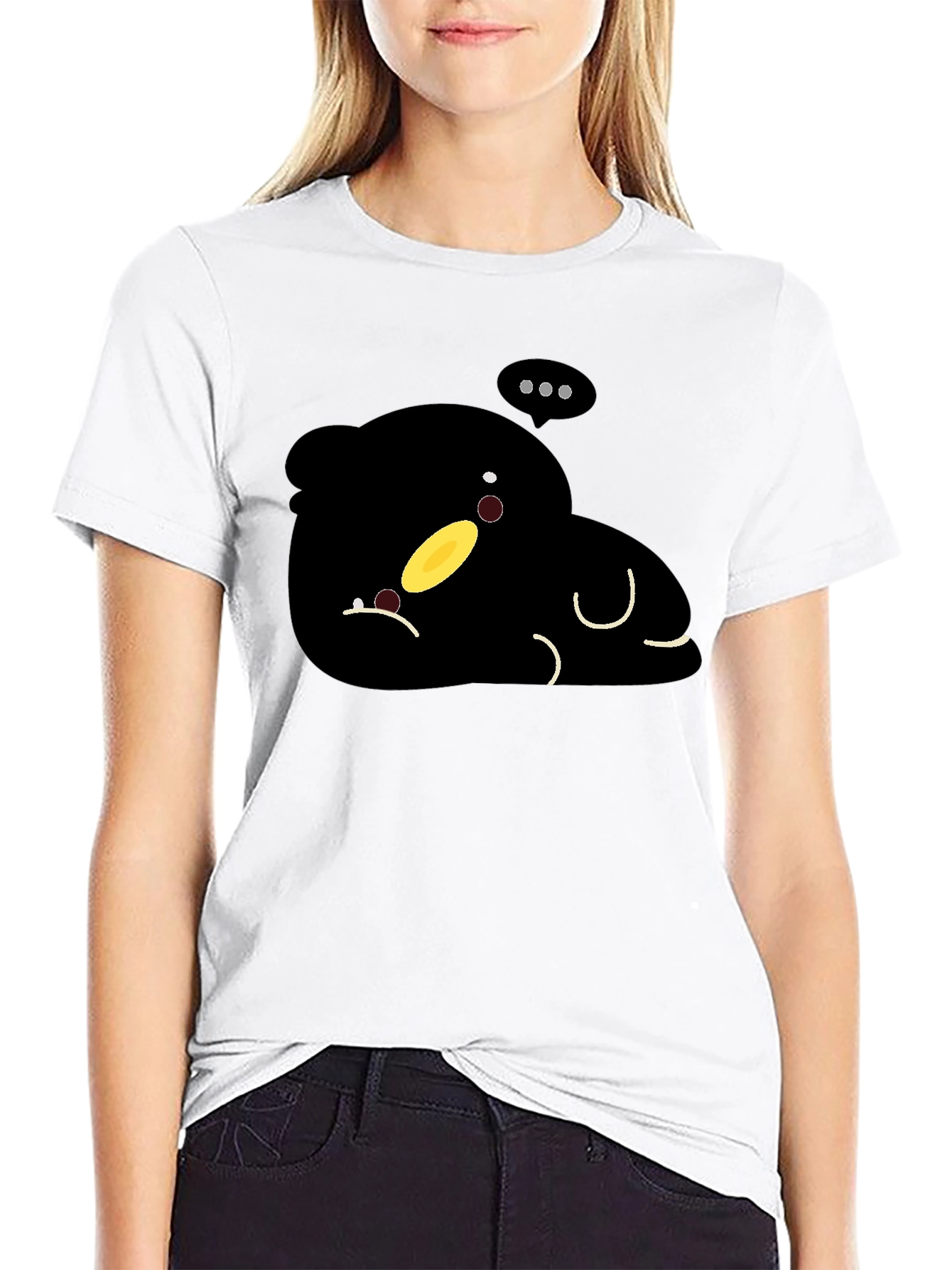 Cute Cartoon Character Black T-Shirt