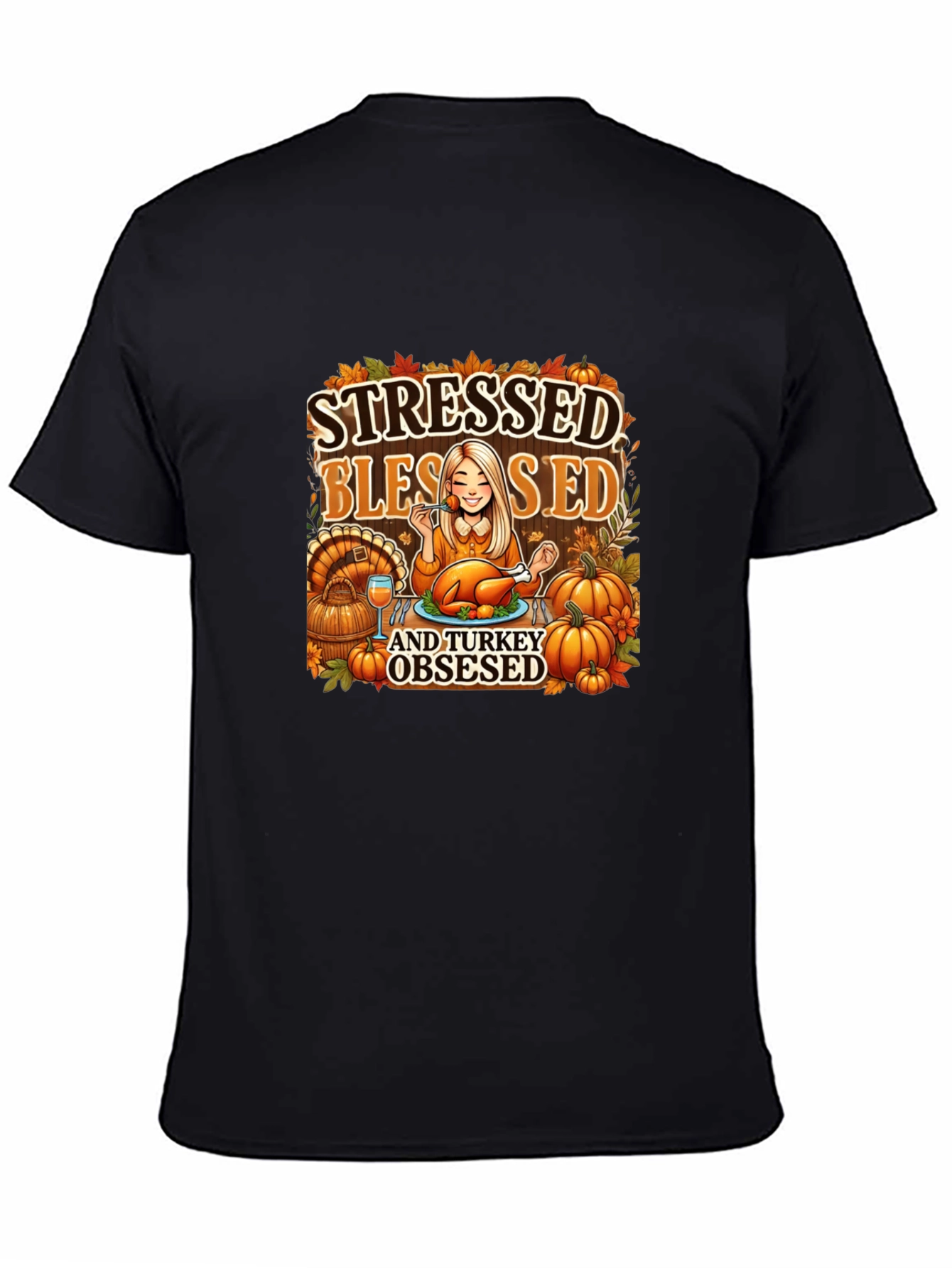 Stressed Blessed Turkey Obsessed Graphic Tee