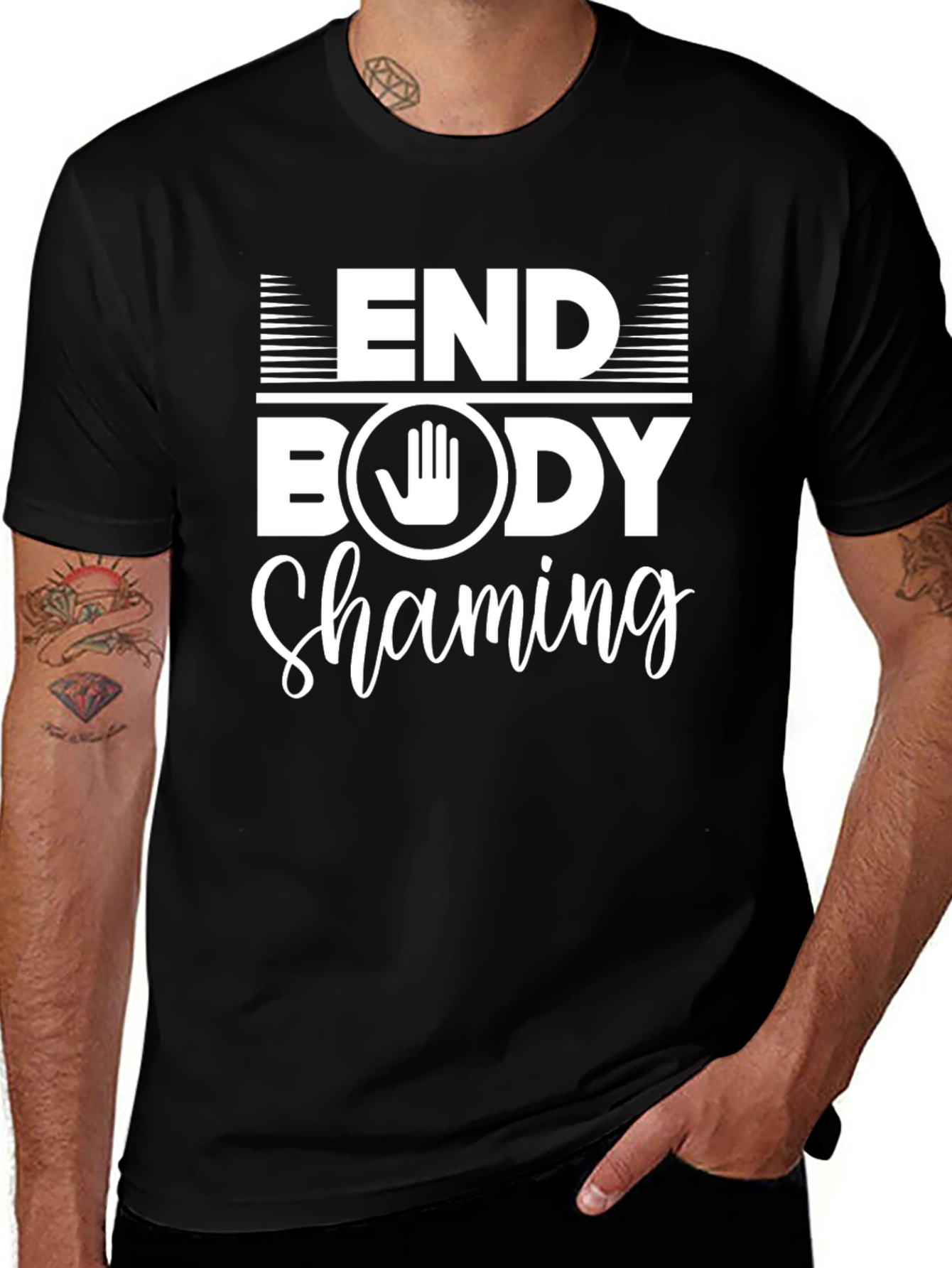 End Body Shaming Black Graphic T-Shirt