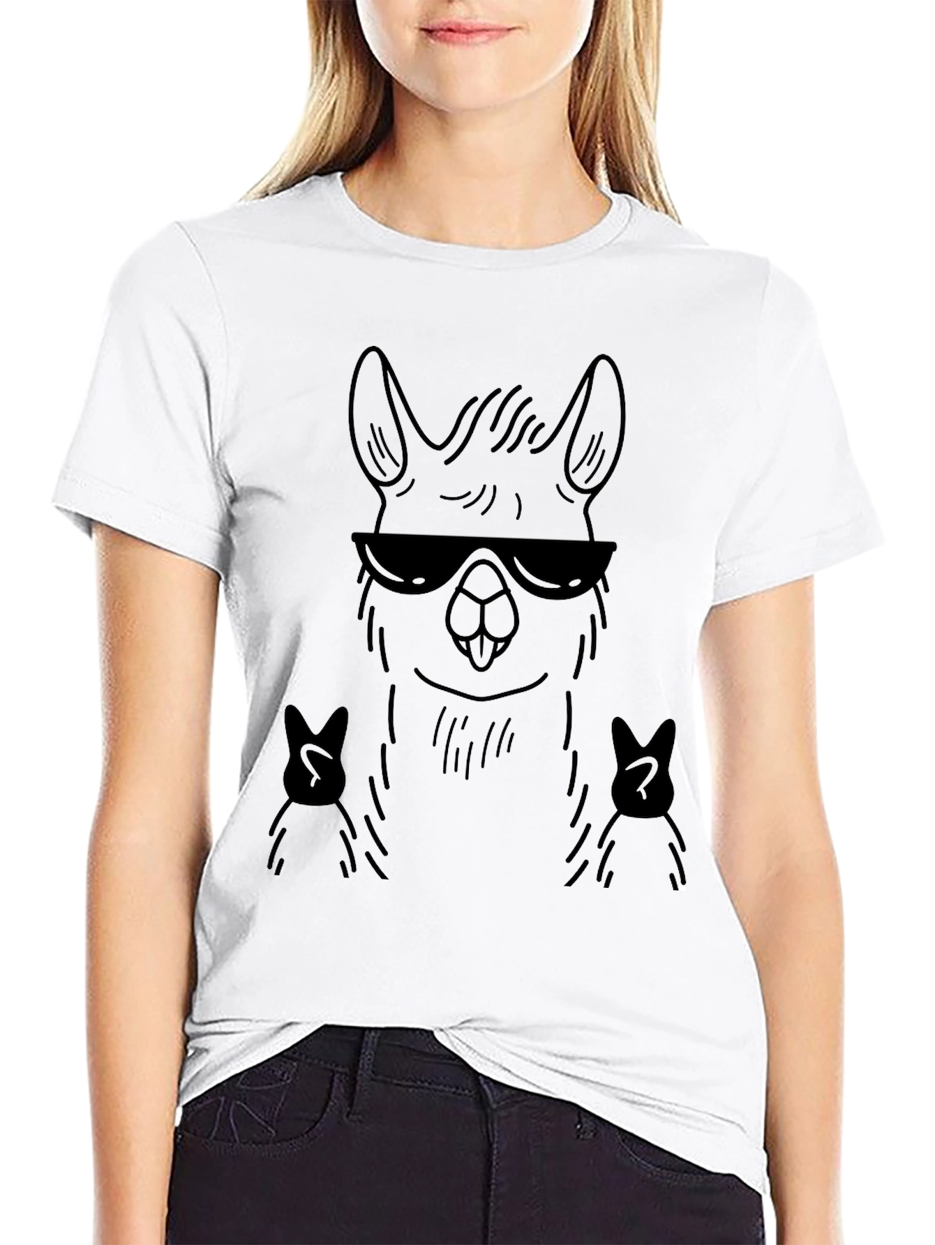 Cool Llama Graphic Tee - Black T-Shirt