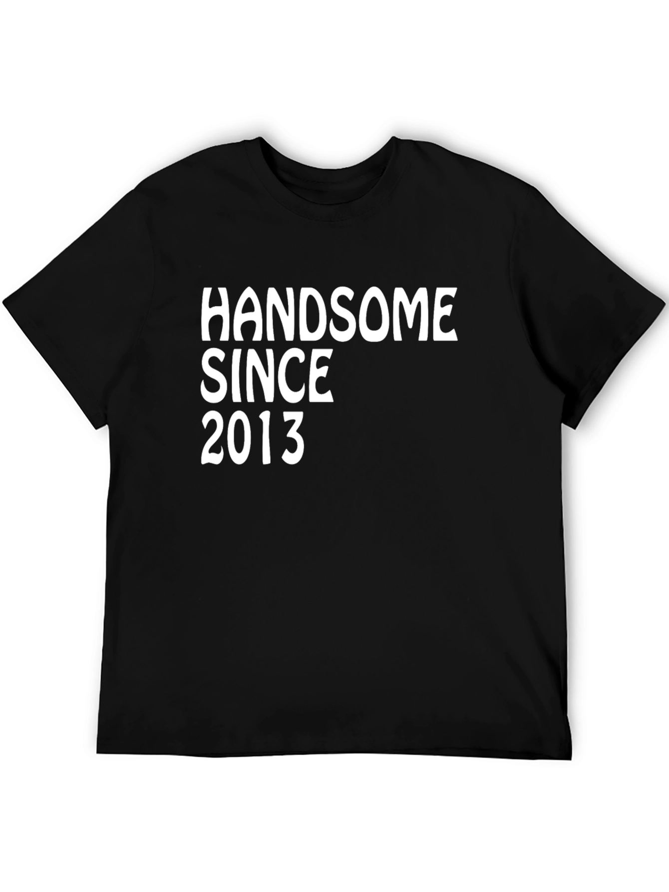 Handsome Since 2013 Graphic Tee - Black Cotton Blend