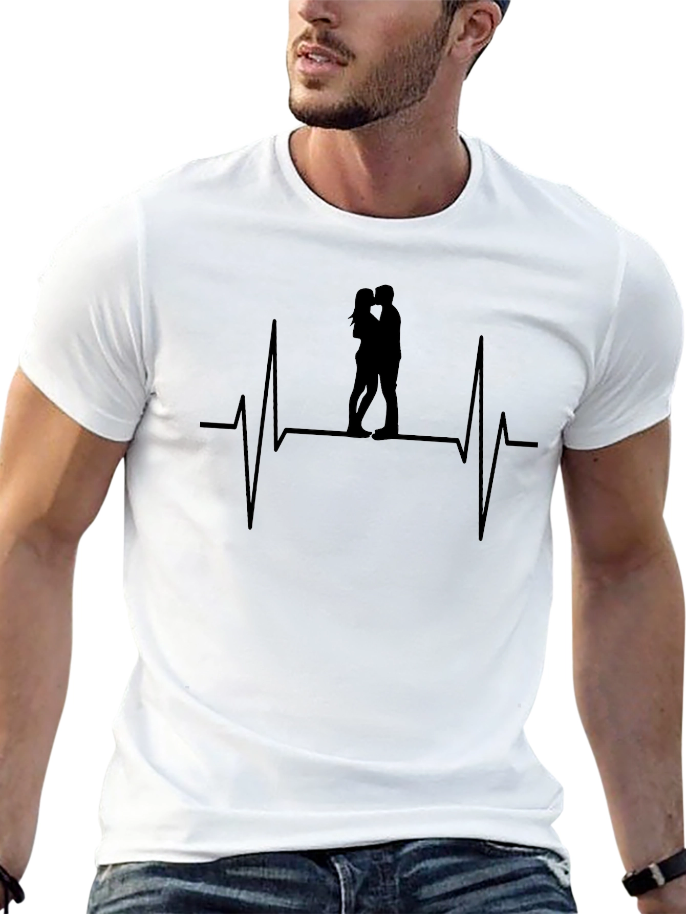 Love Pulse Black Graphic Tee - Mens