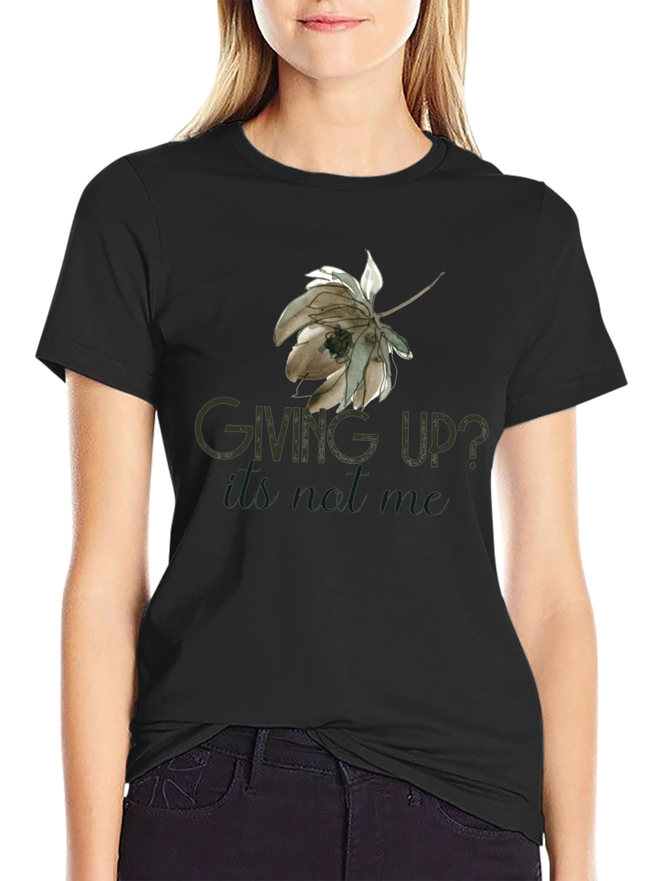 Giving Up? Black Graphic Tee for Men