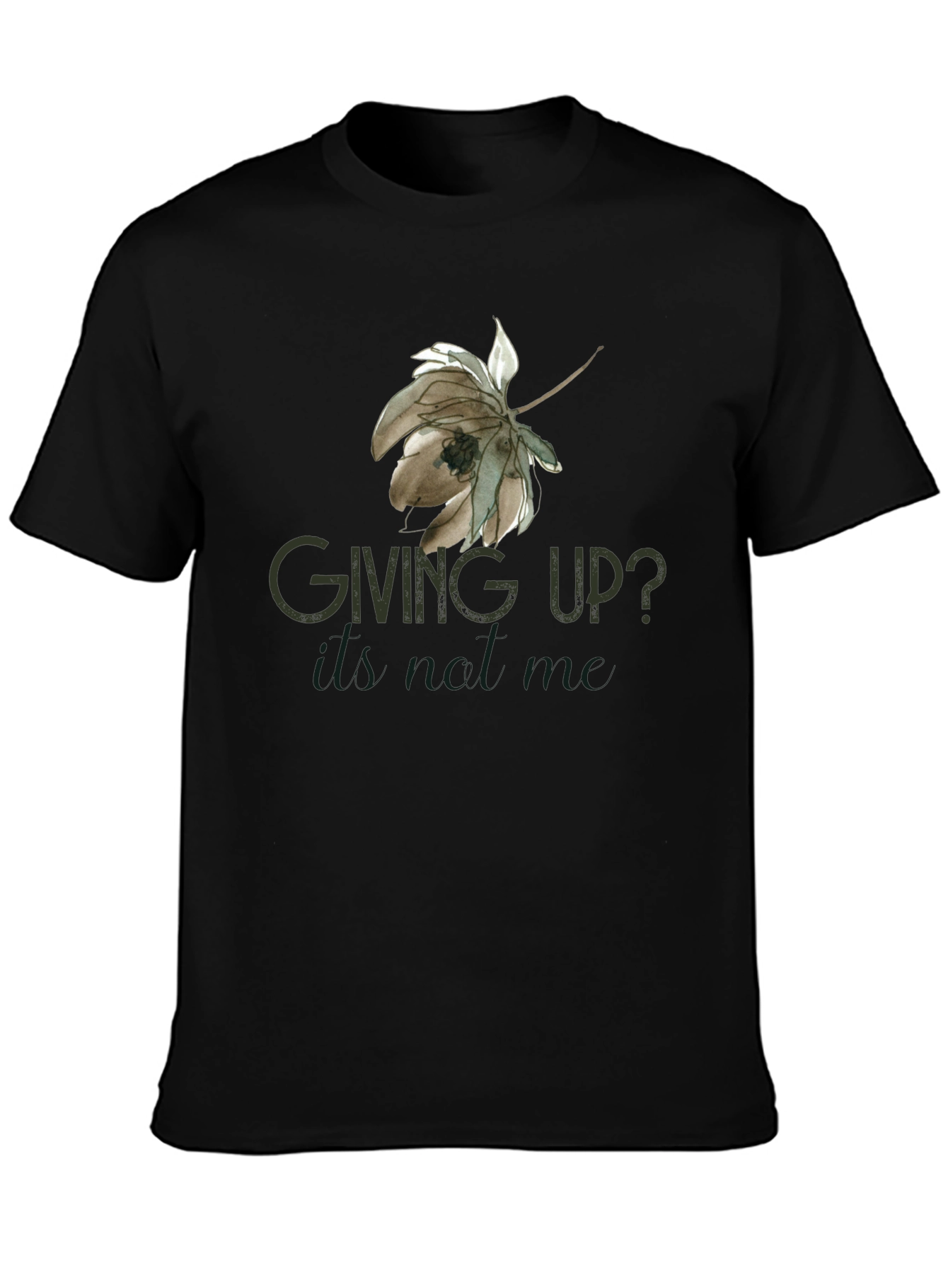 Giving Up? Black Graphic Tee for Men