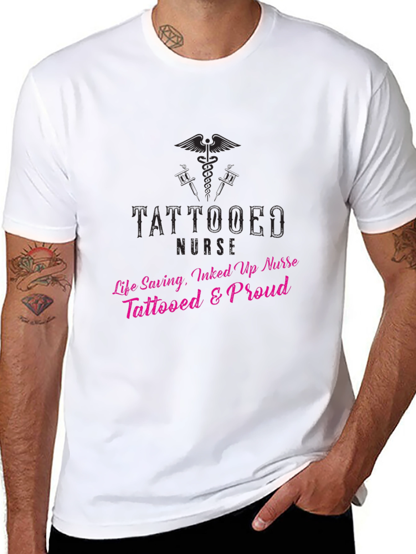 Tattooed Nurse T-Shirt - Life Saving Inked & Proud