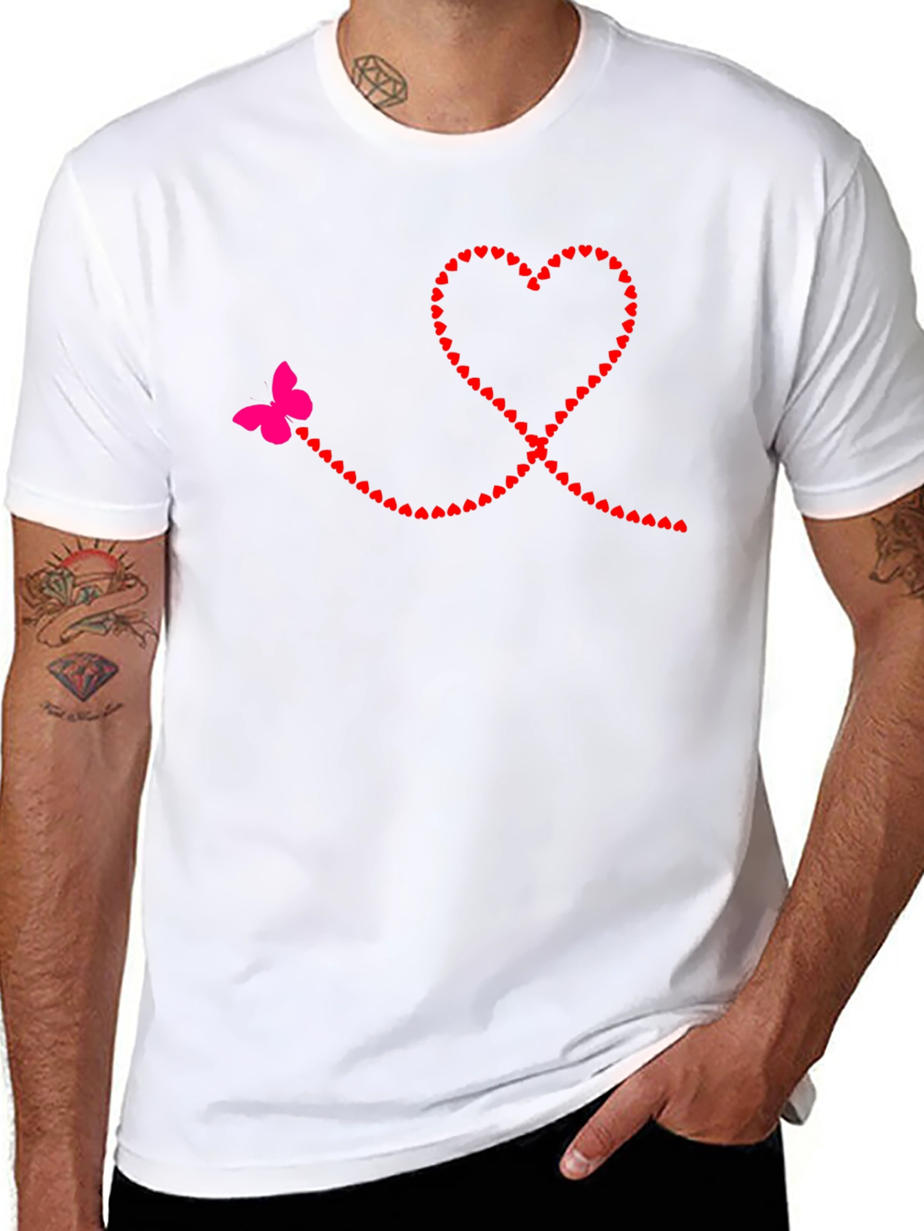 Heart & Butterfly Graphic Tee - Black Casual Shirt