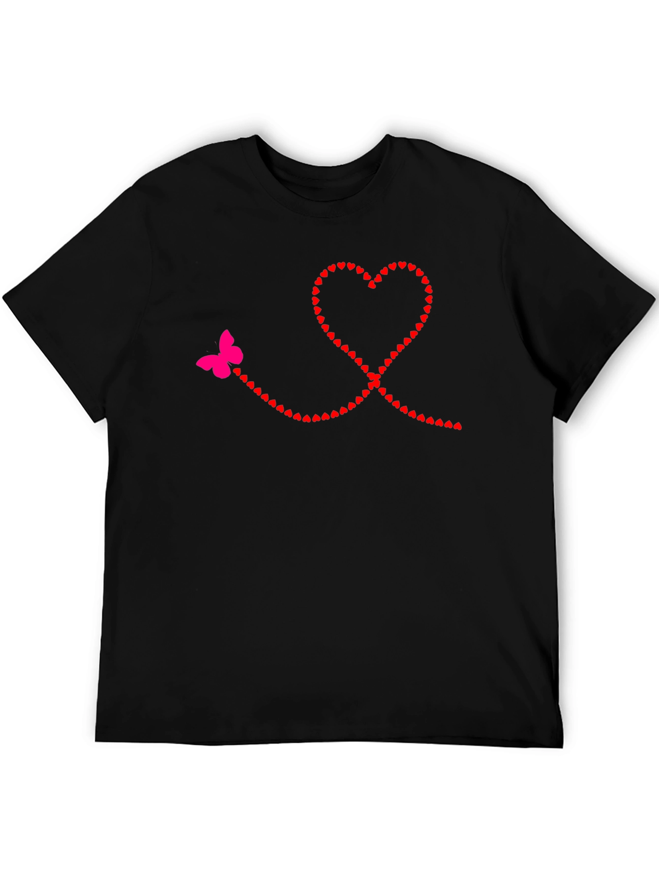 Heart & Butterfly Graphic Tee - Black Casual Shirt