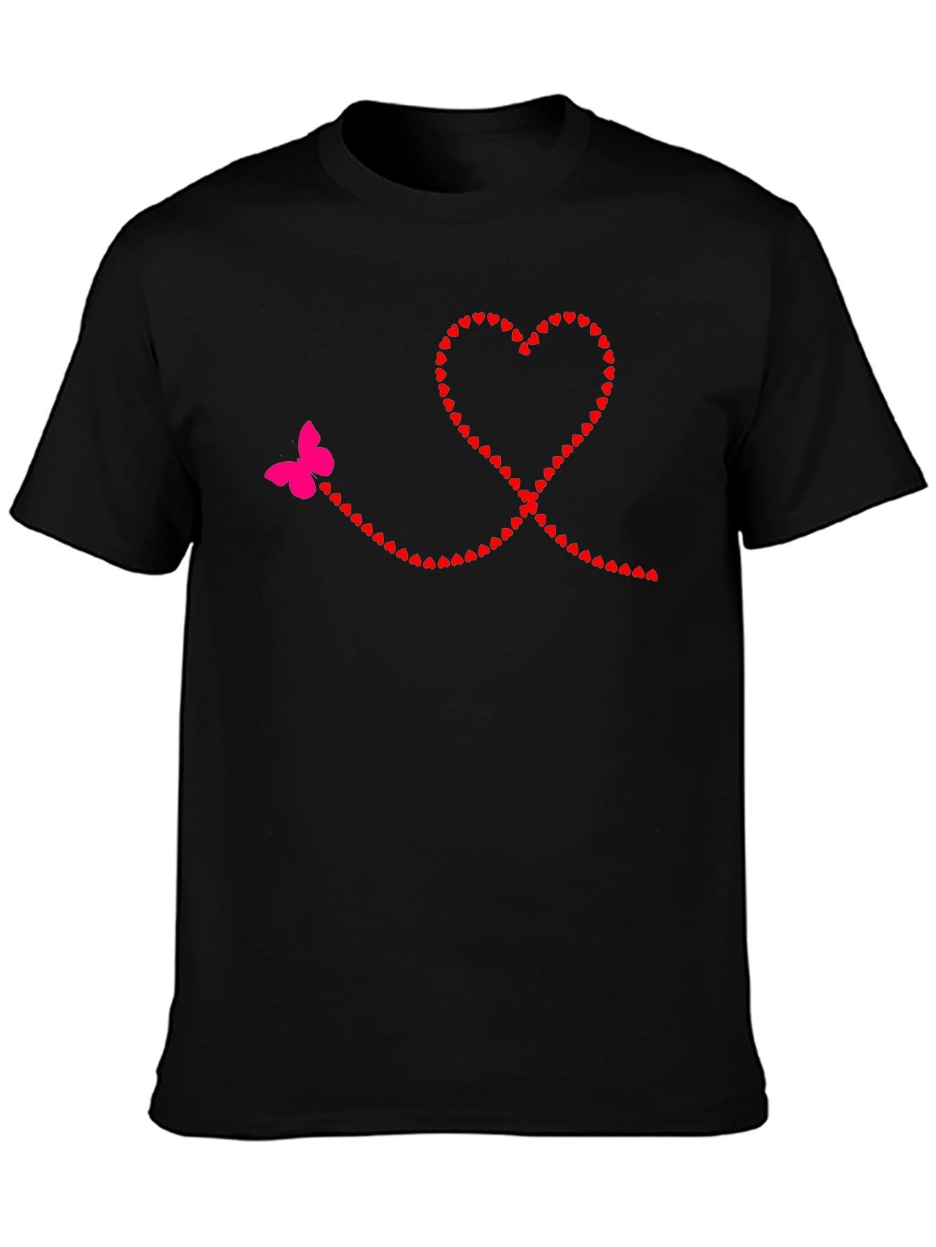 Heart & Butterfly Graphic Tee - Black Casual Shirt