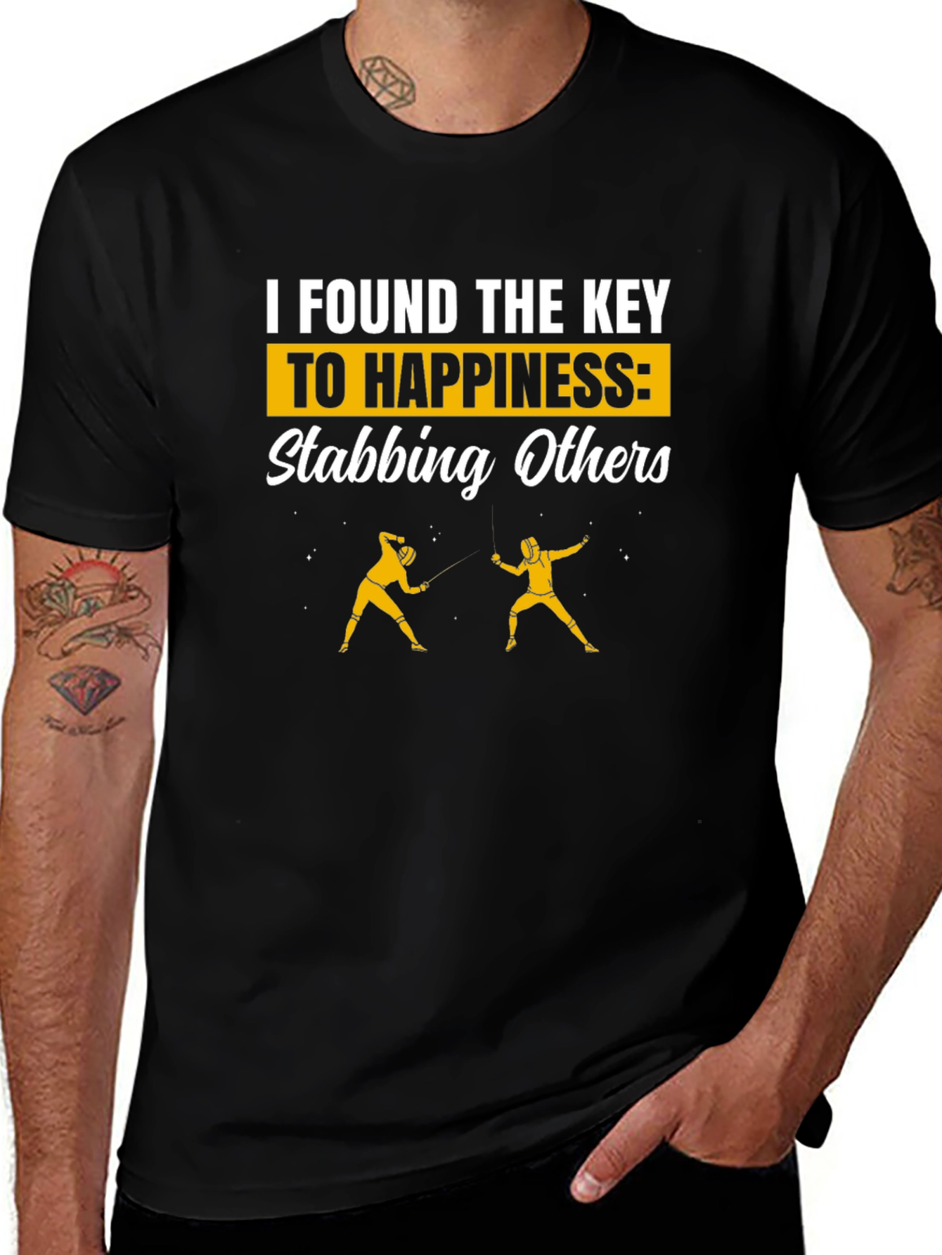 Funny Fencing T-Shirt - Key to Happiness
