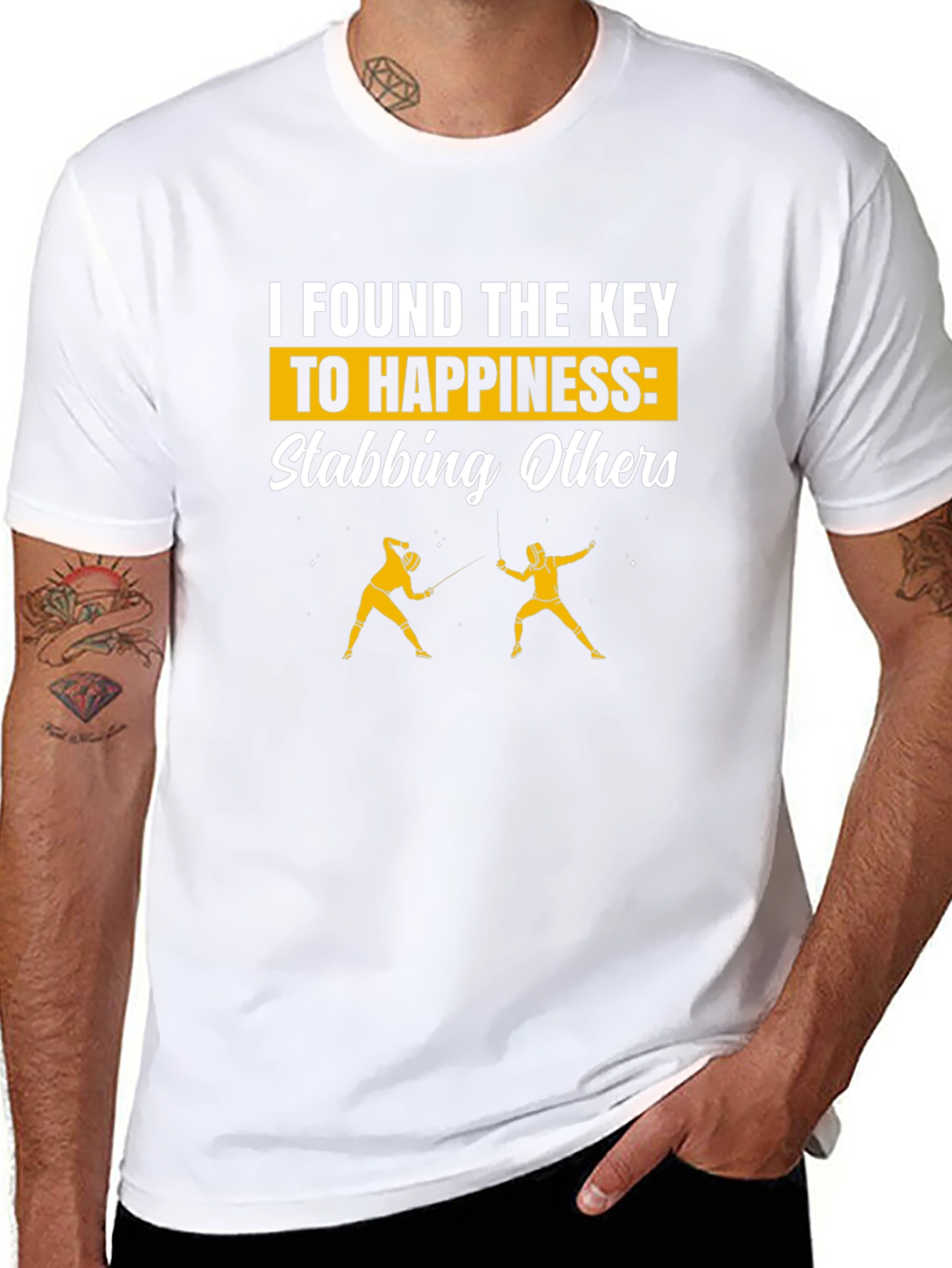 Funny Fencing T-Shirt - Key to Happiness