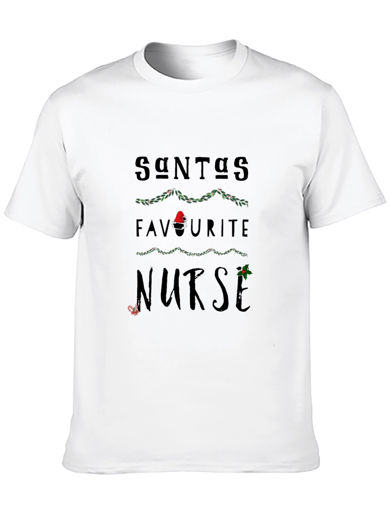 Santas Favorite Nurse Christmas Graphic T-Shirt