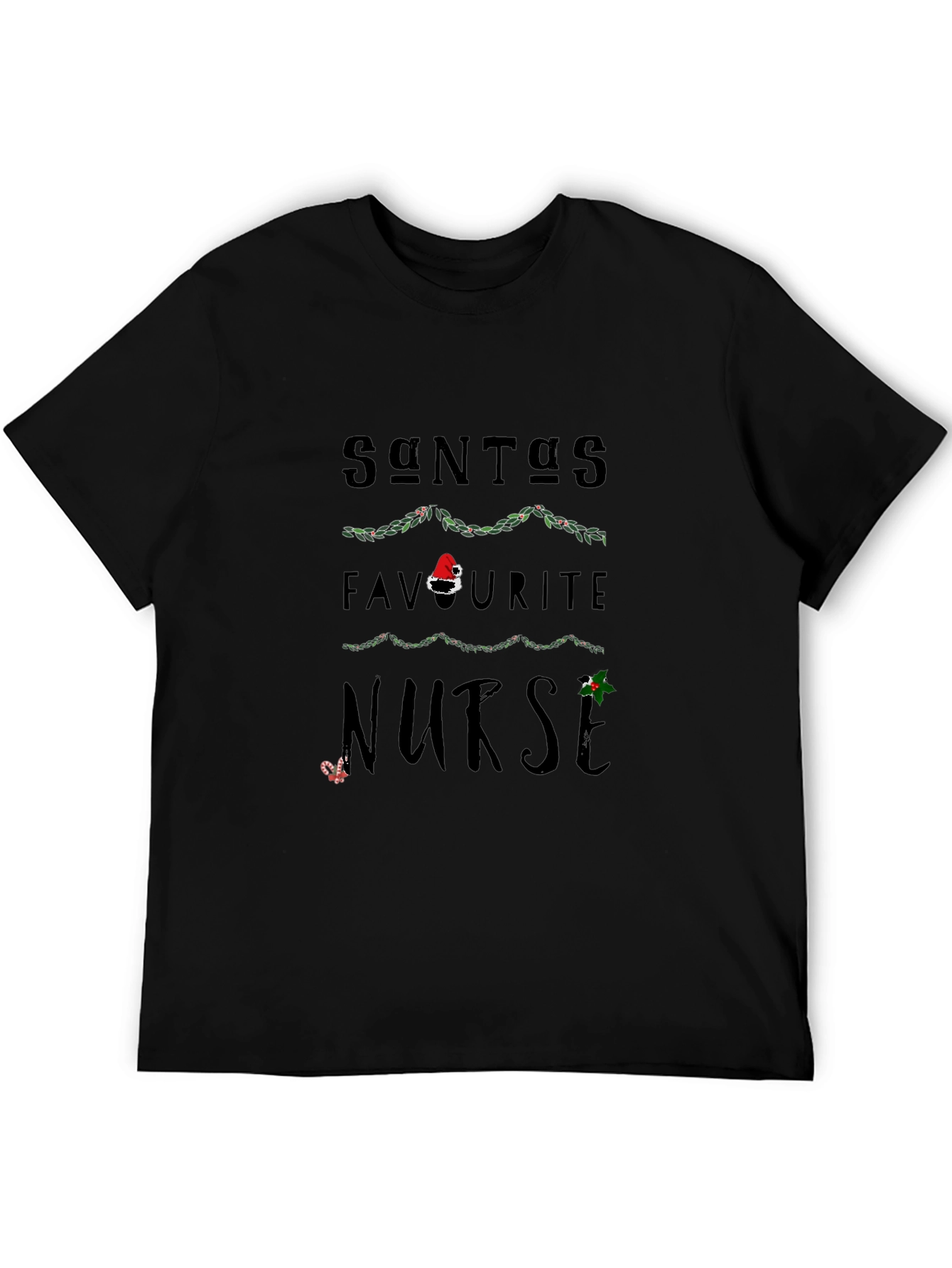 Santas Favorite Nurse Christmas Graphic T-Shirt