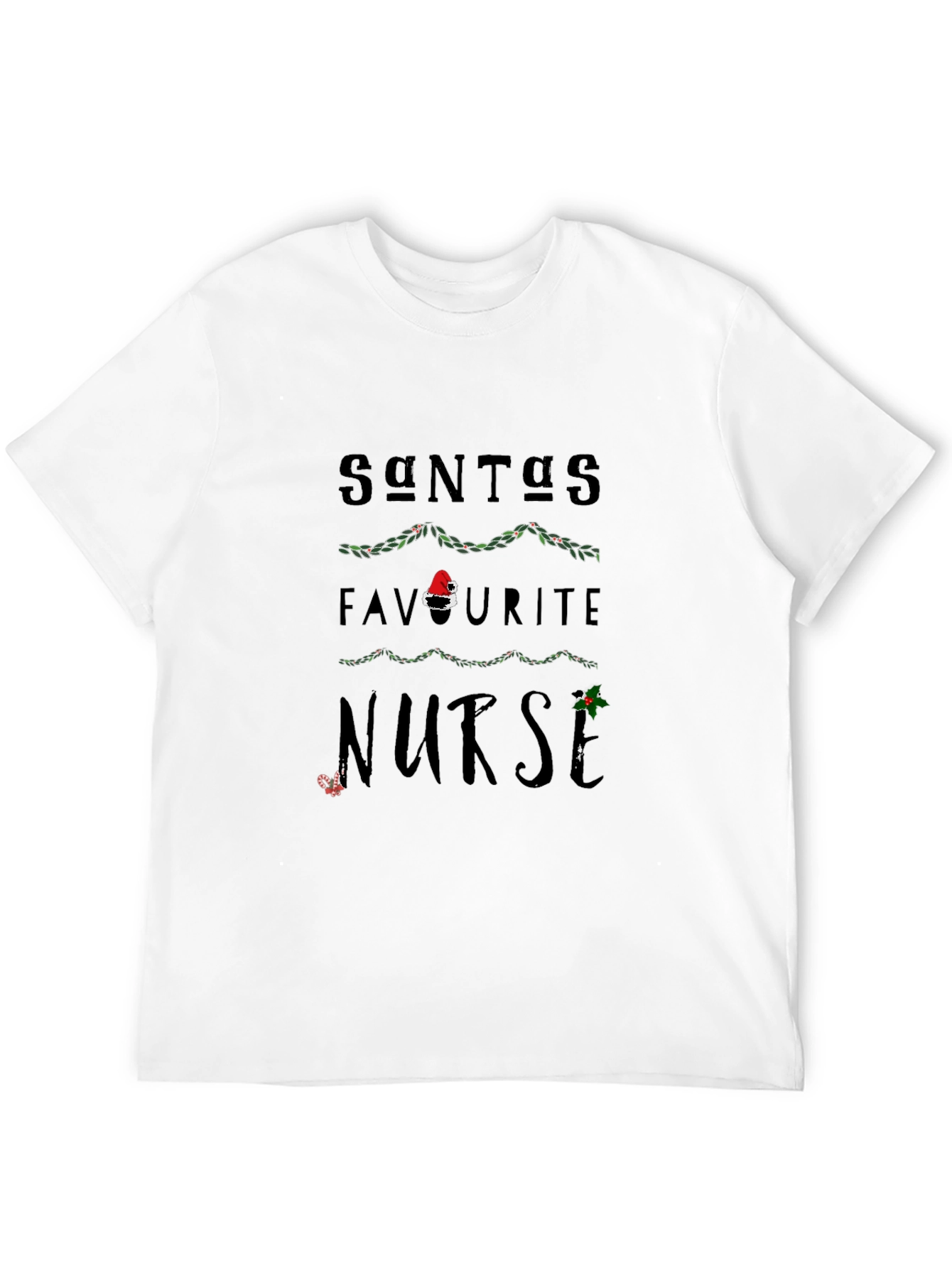 Santas Favorite Nurse Christmas Graphic T-Shirt