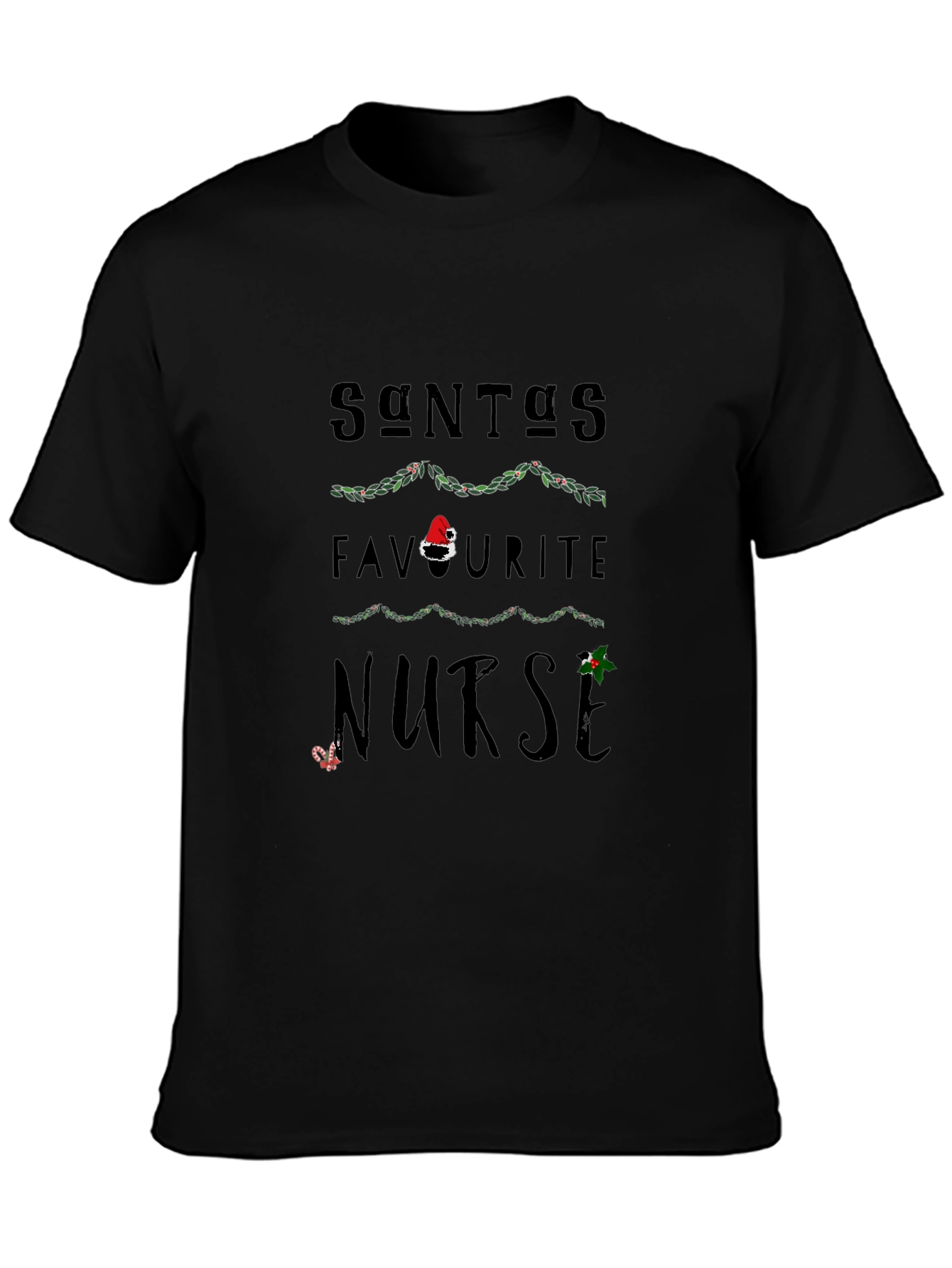 Santas Favorite Nurse Christmas Graphic T-Shirt