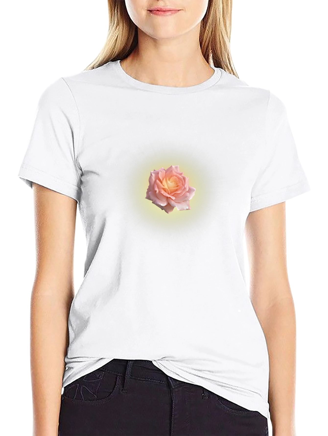 Glowing Rose Graphic Tee - Black