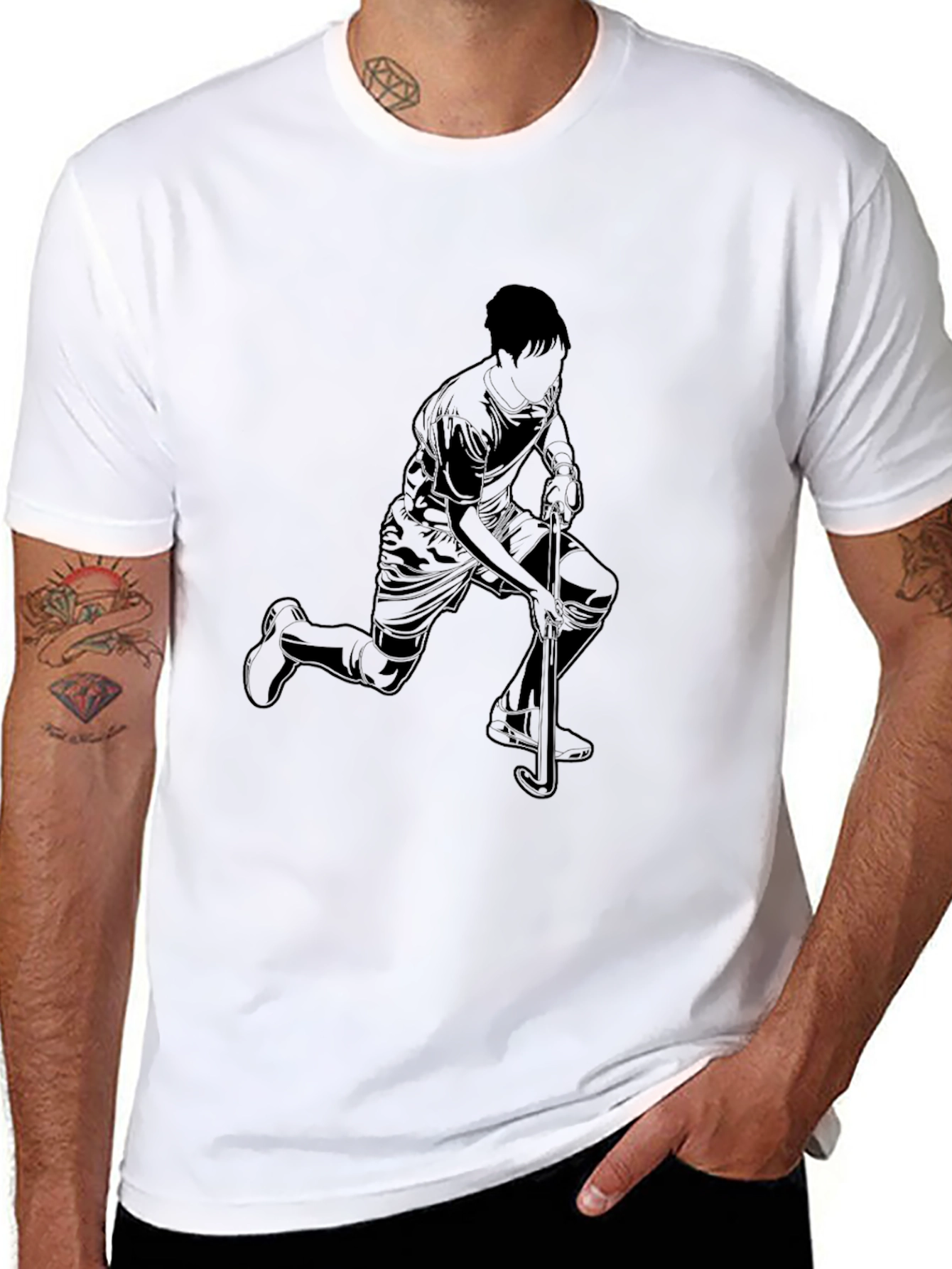 Mens Black Graphic Tee - Hockey Player