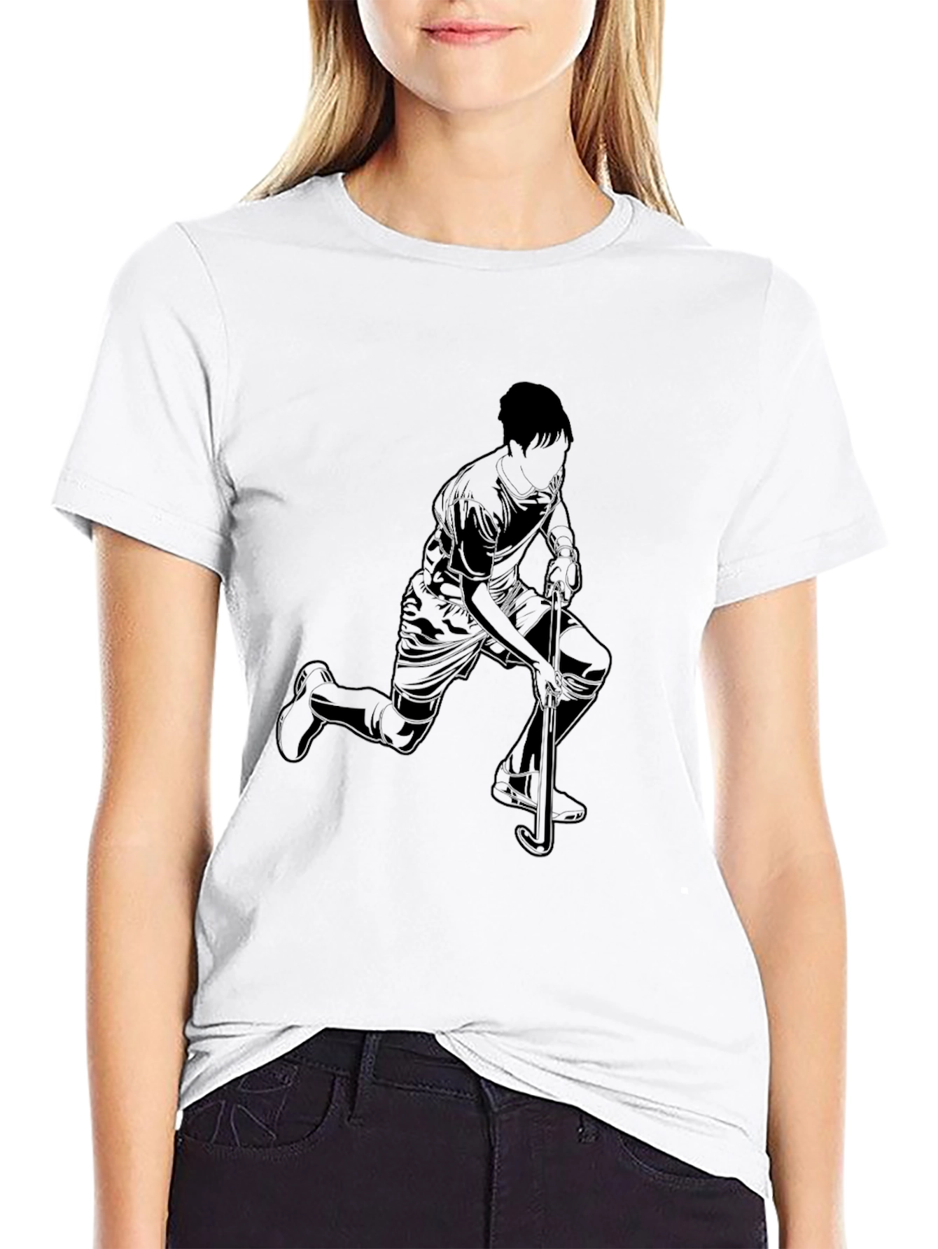 Mens Black Graphic Tee - Hockey Player