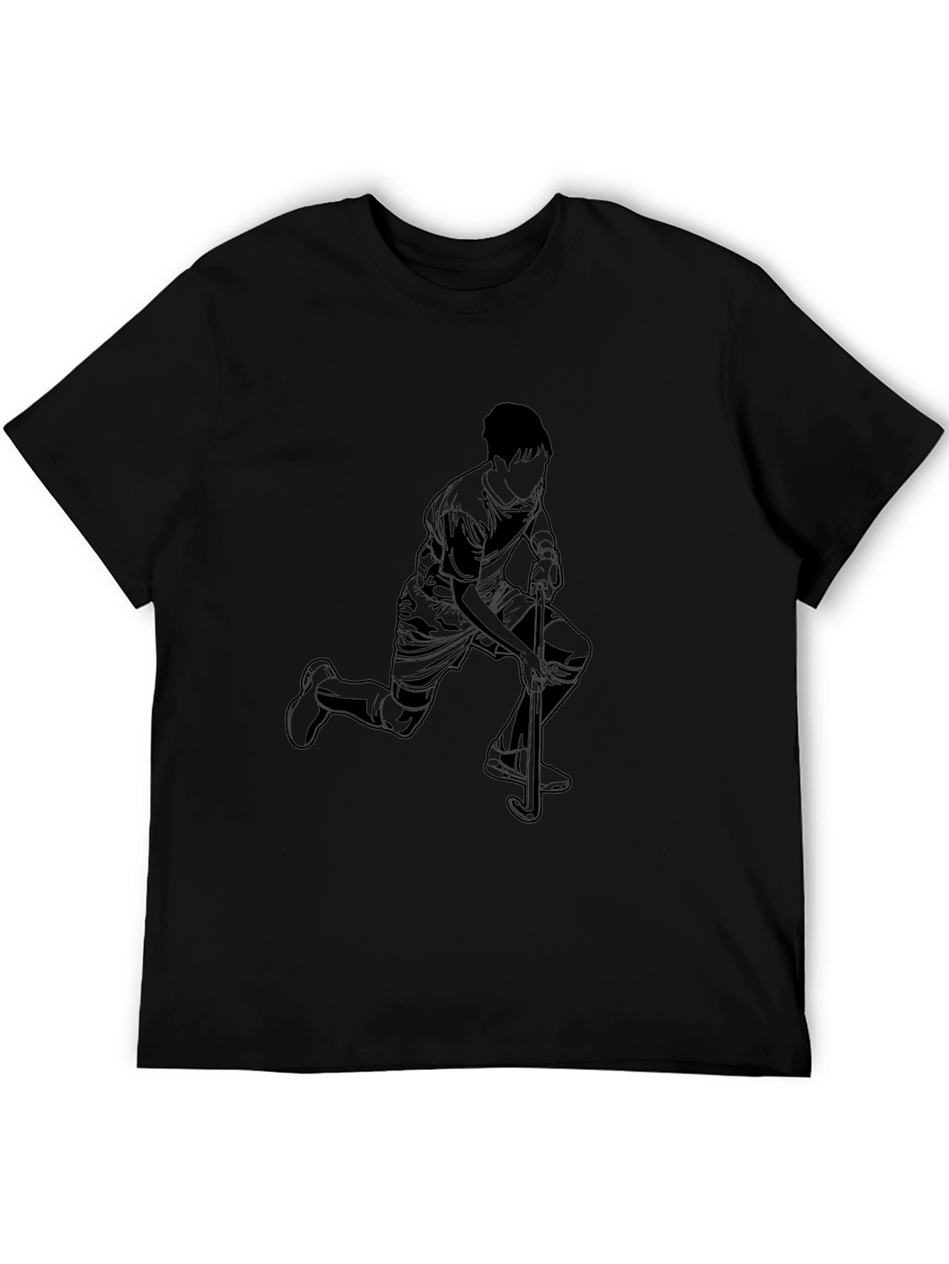 Mens Black Graphic Tee - Hockey Player