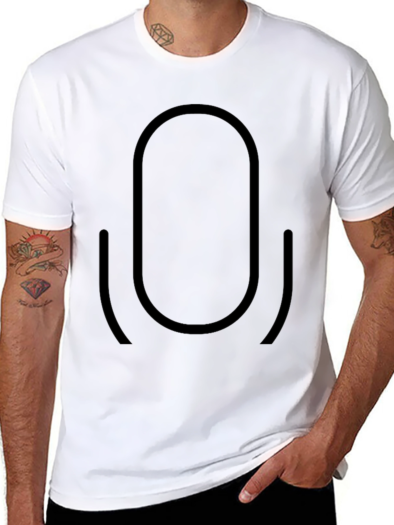 Minimalist Microphone Graphic Black T-Shirt