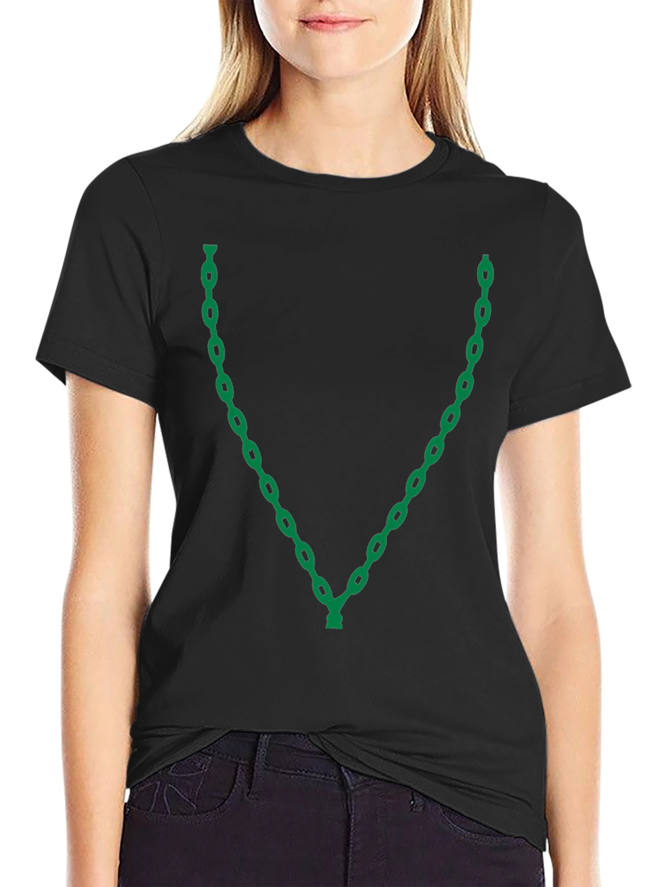 Green Chain Graphic Black T-Shirt