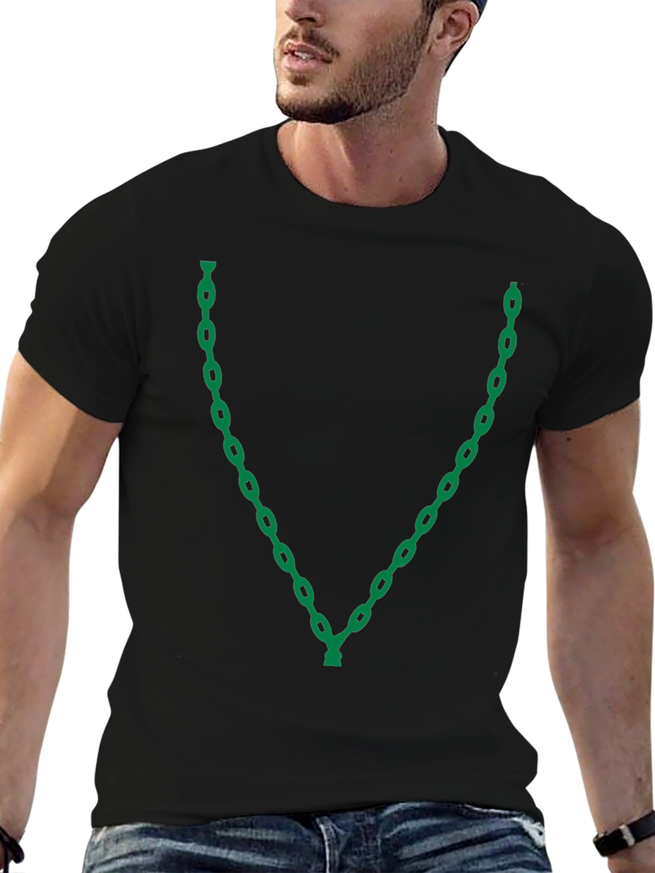 Green Chain Graphic Black T-Shirt
