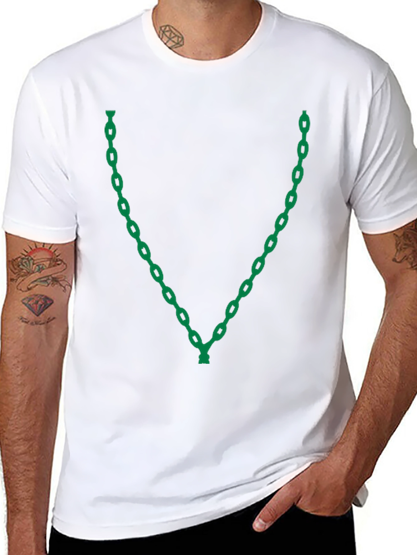 Green Chain Graphic Black T-Shirt