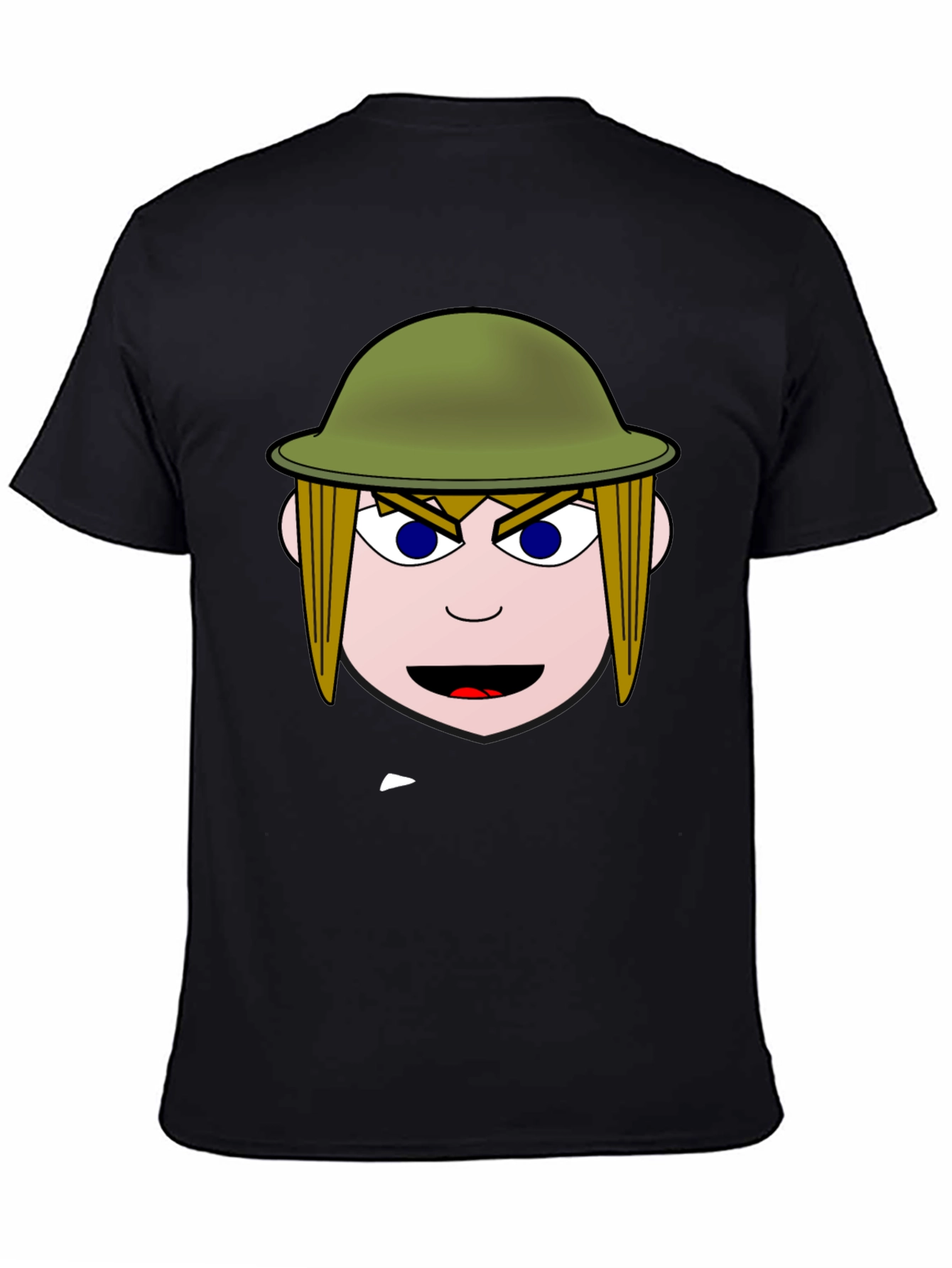 Cartoon Soldier Graphic Black T-Shirt