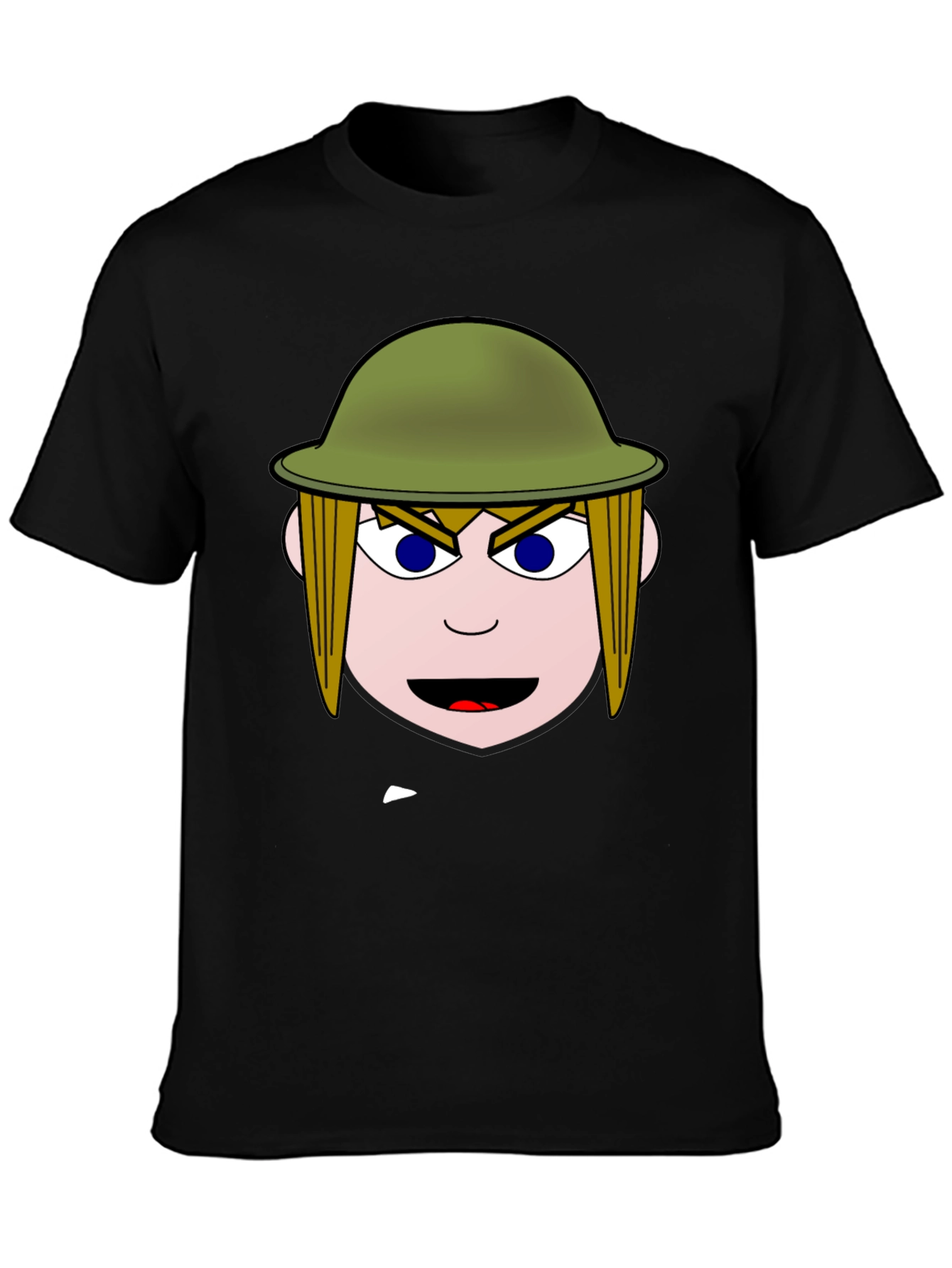 Cartoon Soldier Graphic Black T-Shirt
