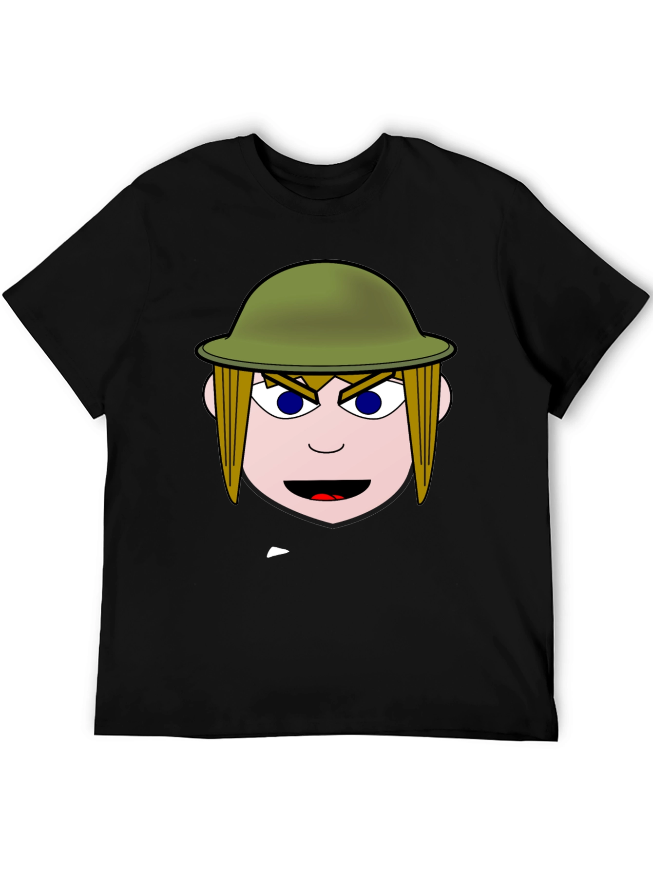 Cartoon Soldier Graphic Black T-Shirt