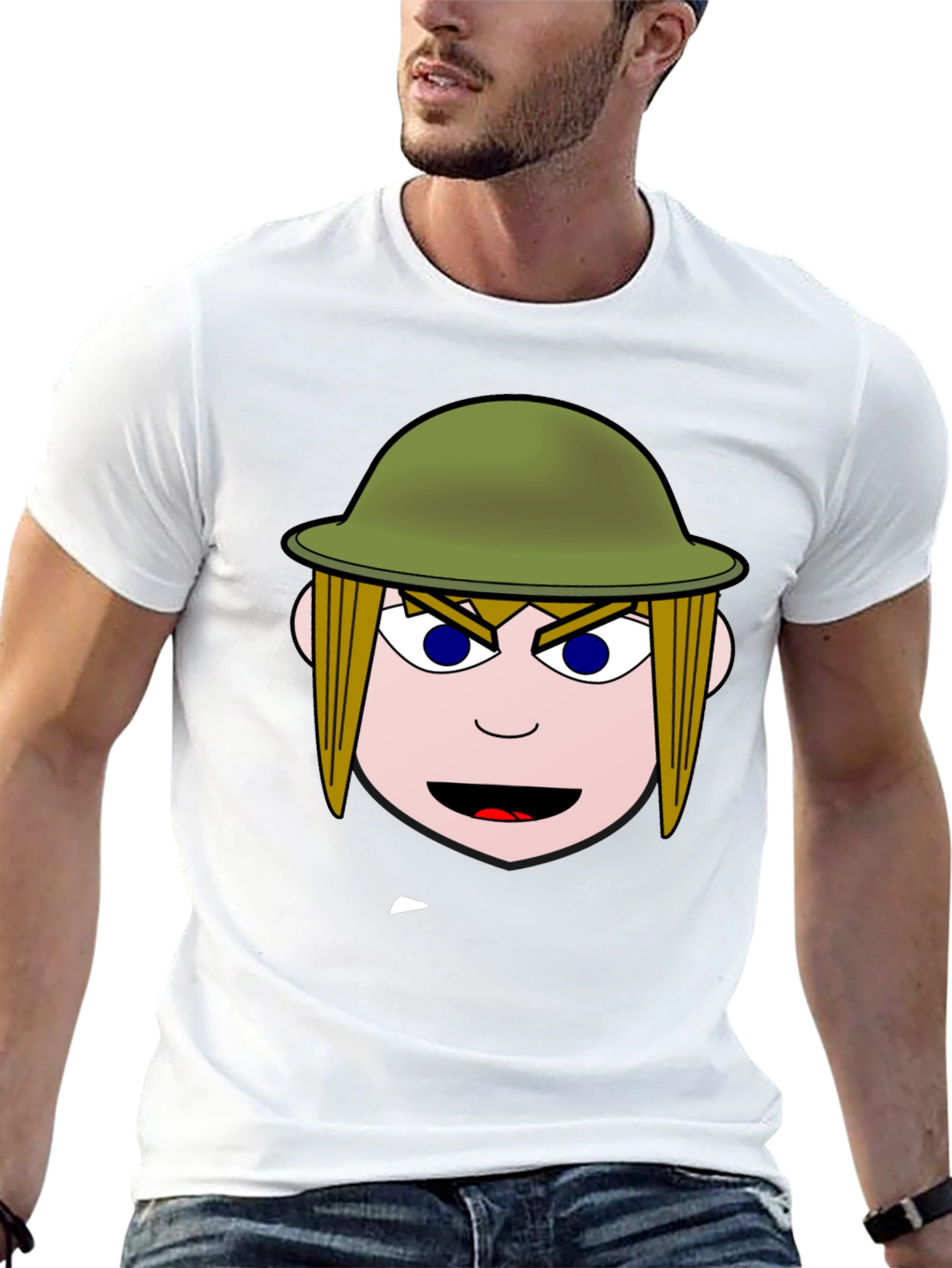 Cartoon Soldier Graphic Black T-Shirt