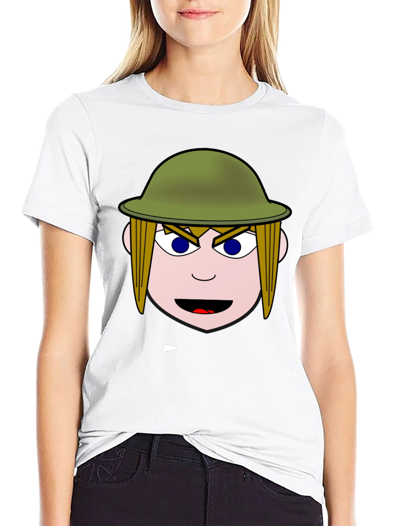 Cartoon Soldier Graphic Black T-Shirt