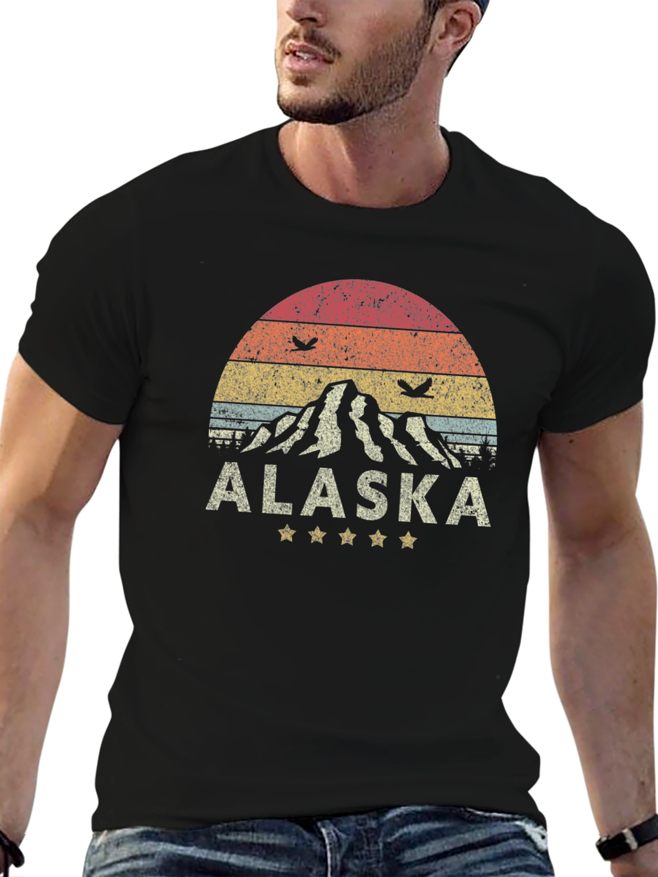 Alaska Mountain Graphic Tee - Retro Style