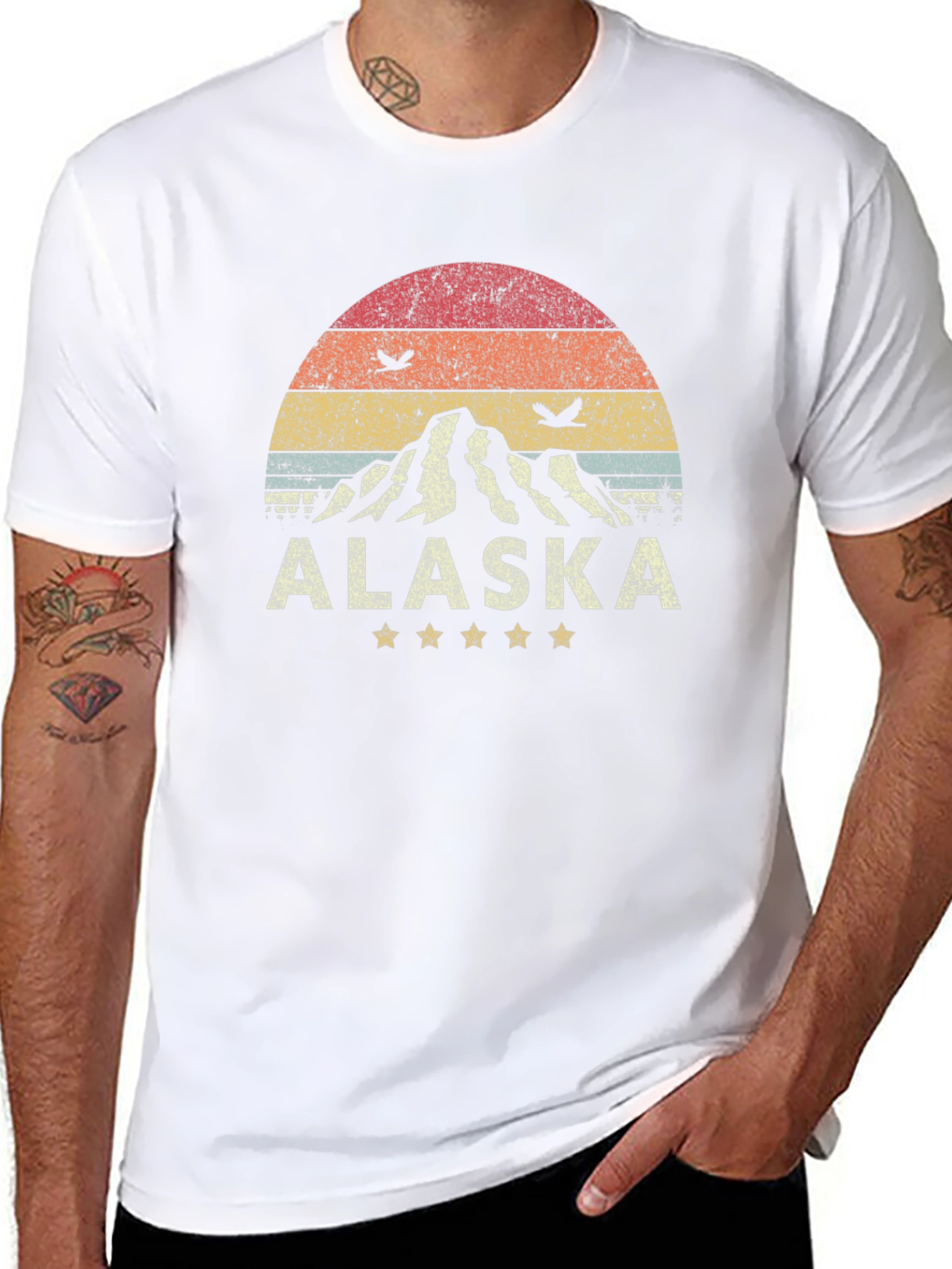 Alaska Mountain Graphic Tee - Retro Style