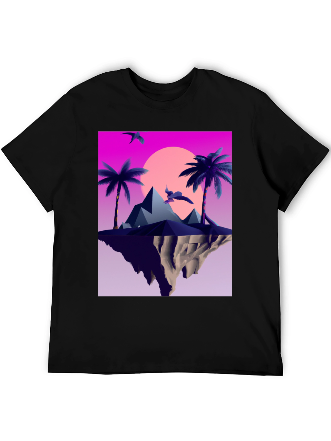 Synthwave Island Graphic Tee - Retro Paradise Vibes